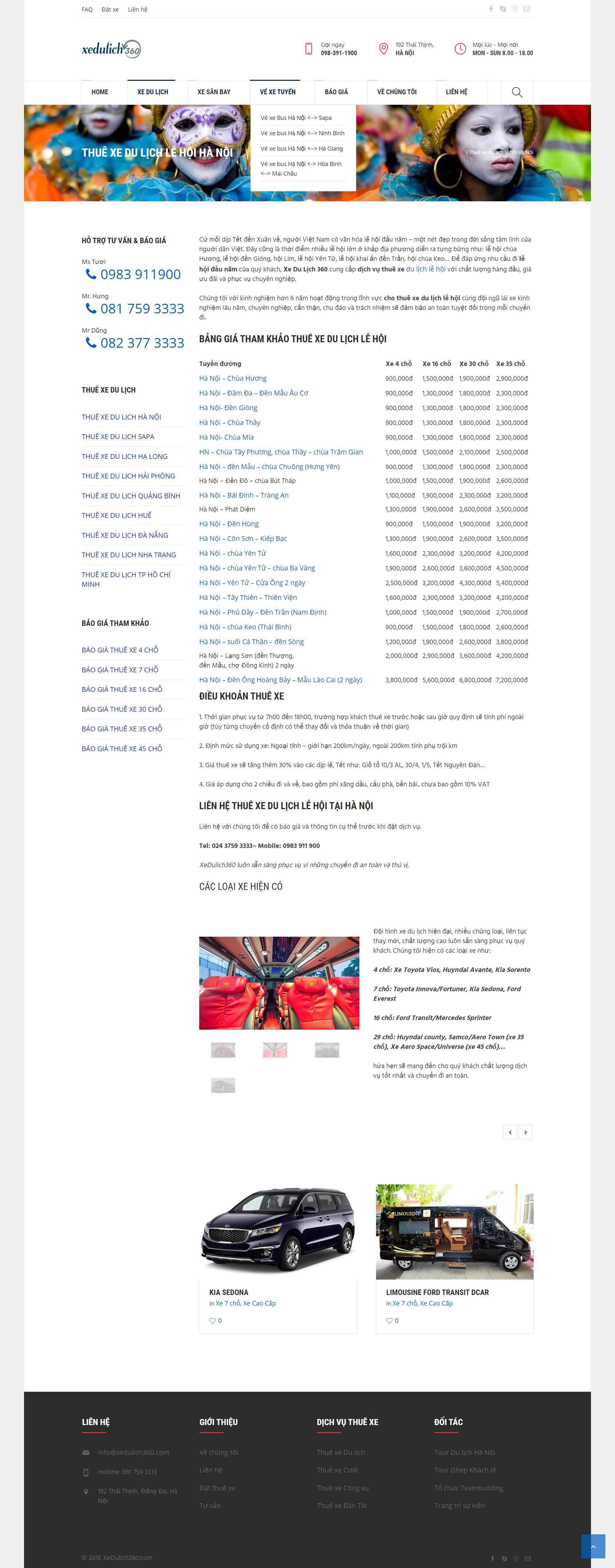 Thiết kế Website web cho thuê xe - wwwxedulich360com