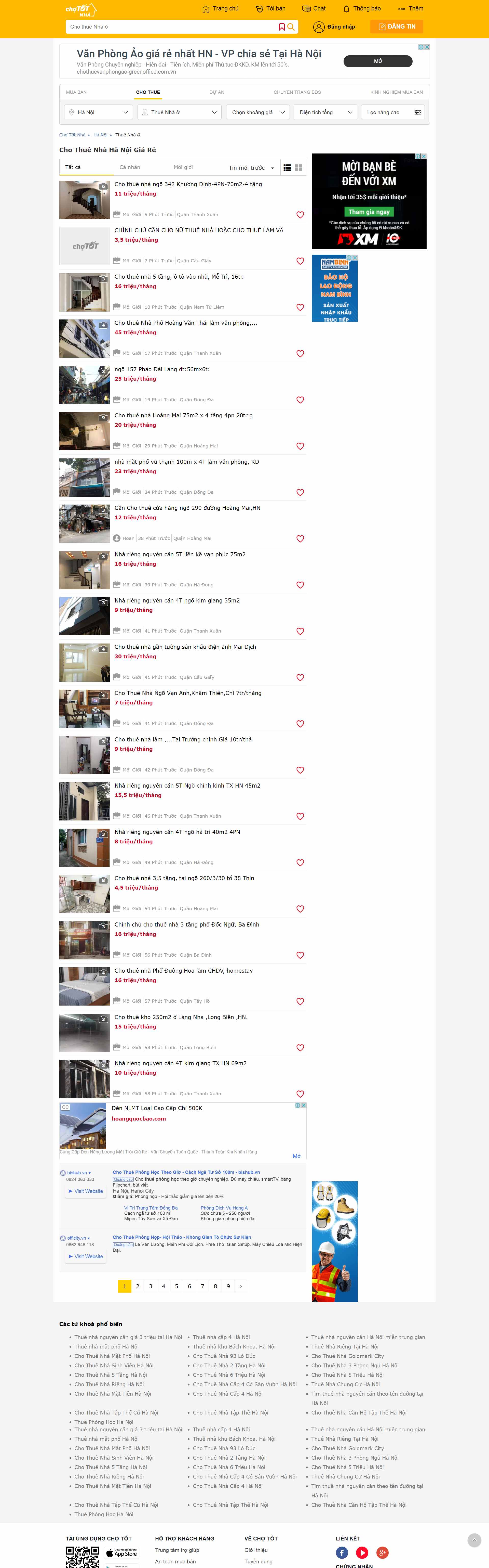 Thiết kế Website web cho thuê nhà - nhachototcom