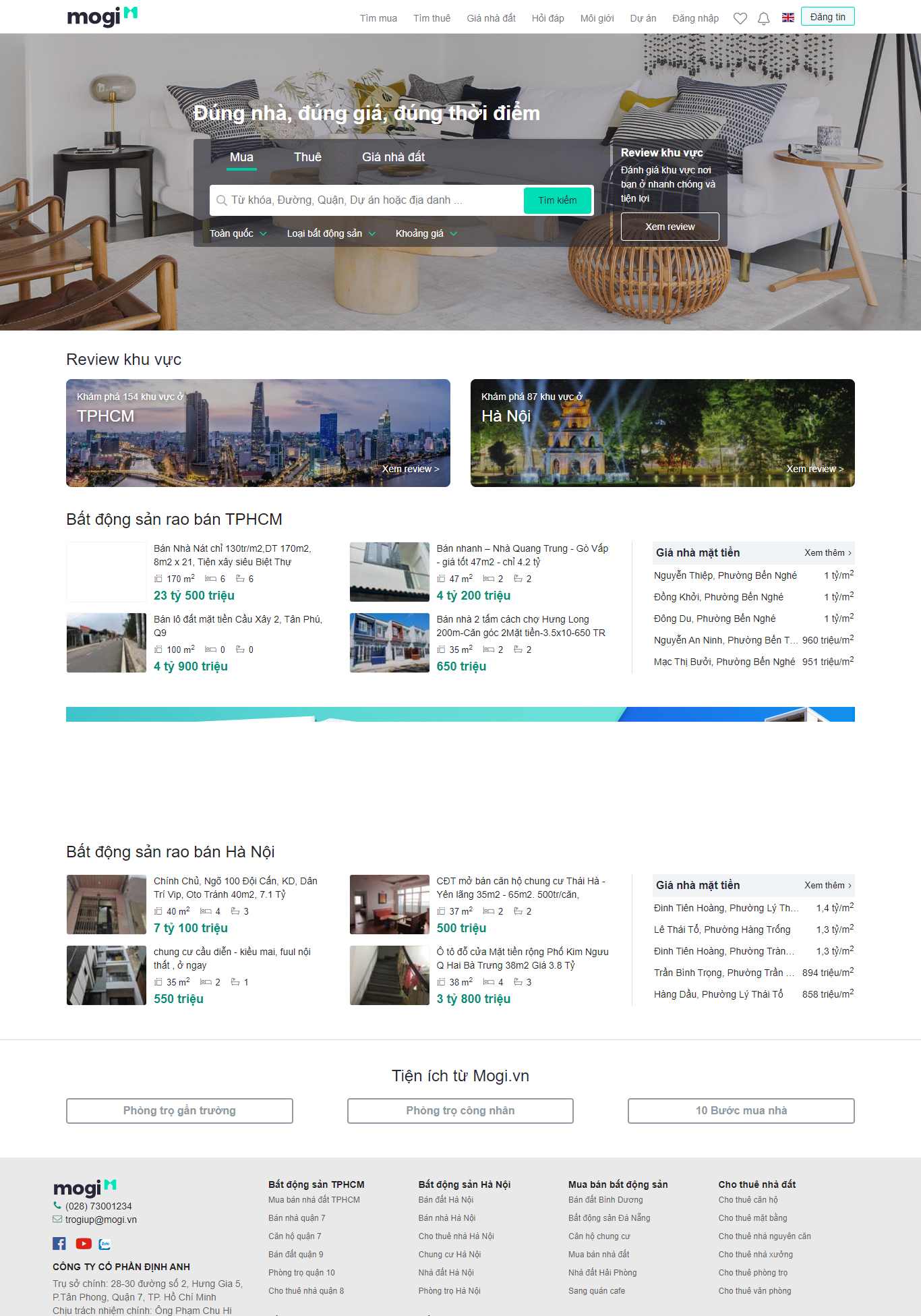 Thiết kế Website web cho thuê nhà - mogivn