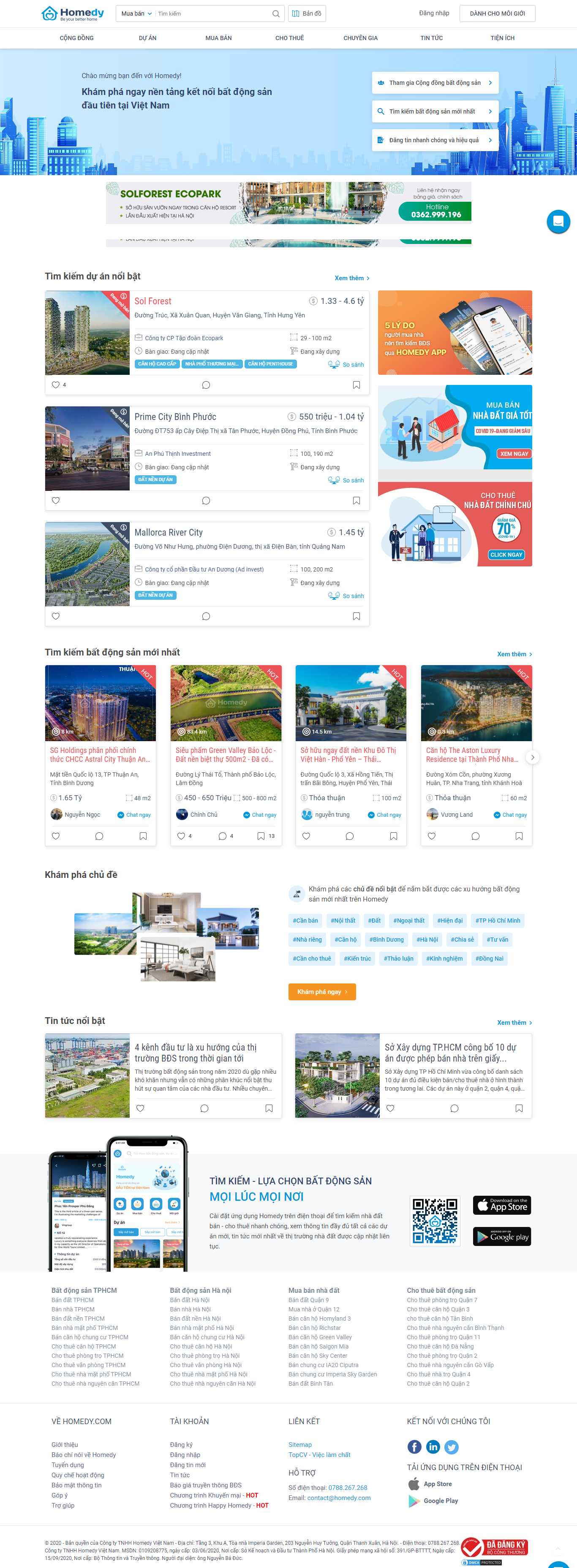 Thiết kế Website web cho thuê nhà - homedycom