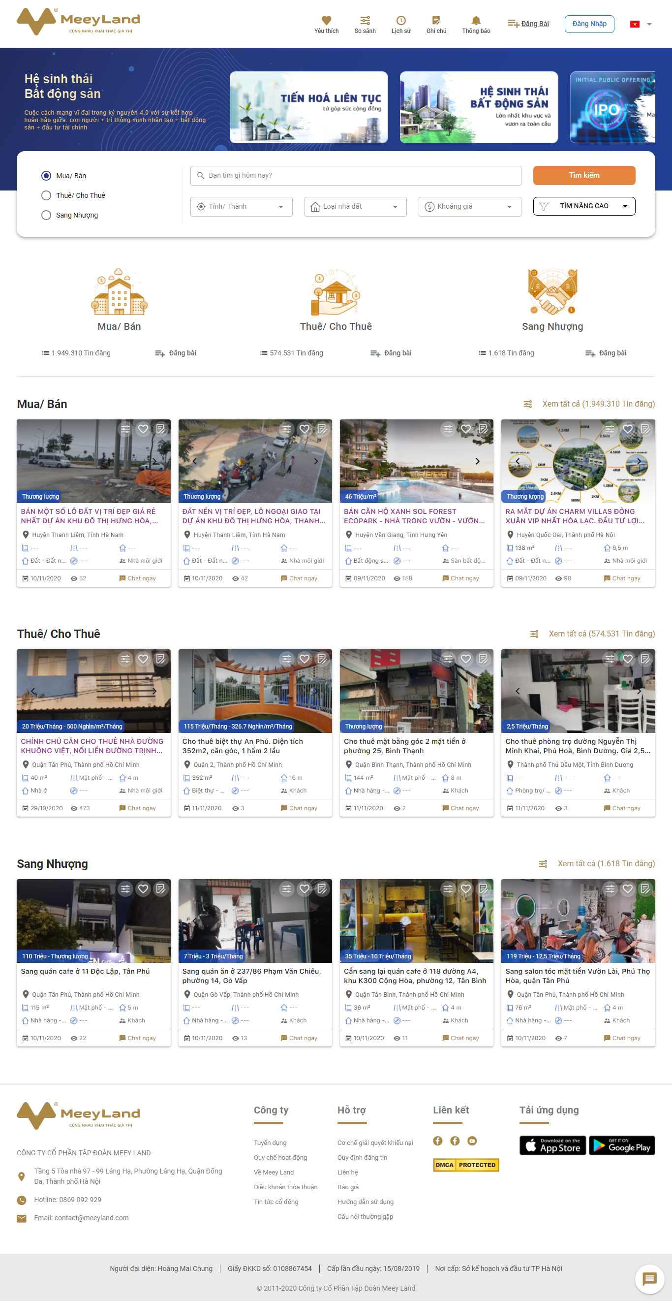 Thiết kế Website web cho thuê nhà - meeylandcom