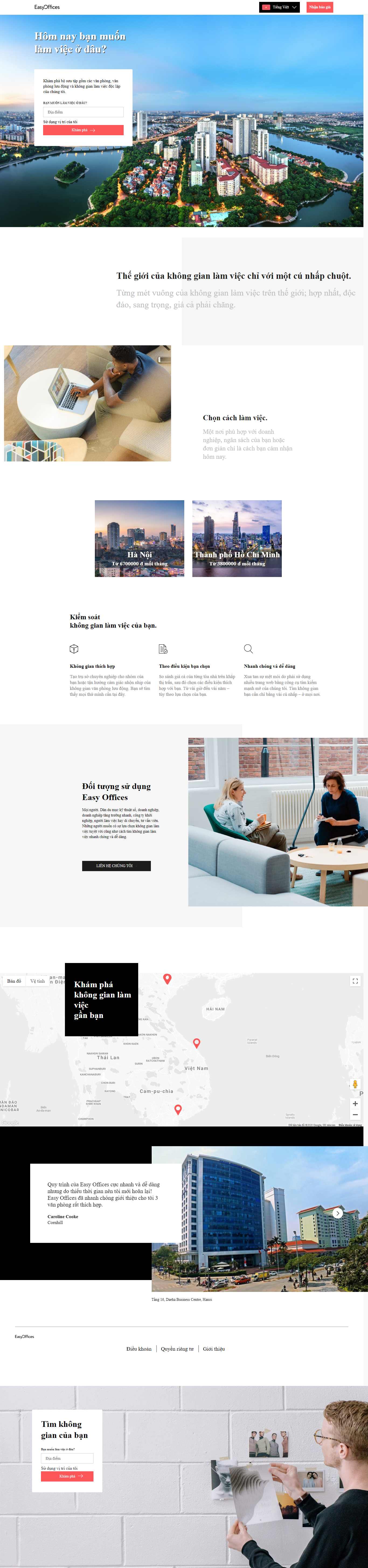 Thiết kế Website web cho thuê văn phòng - wwweasyofficescom