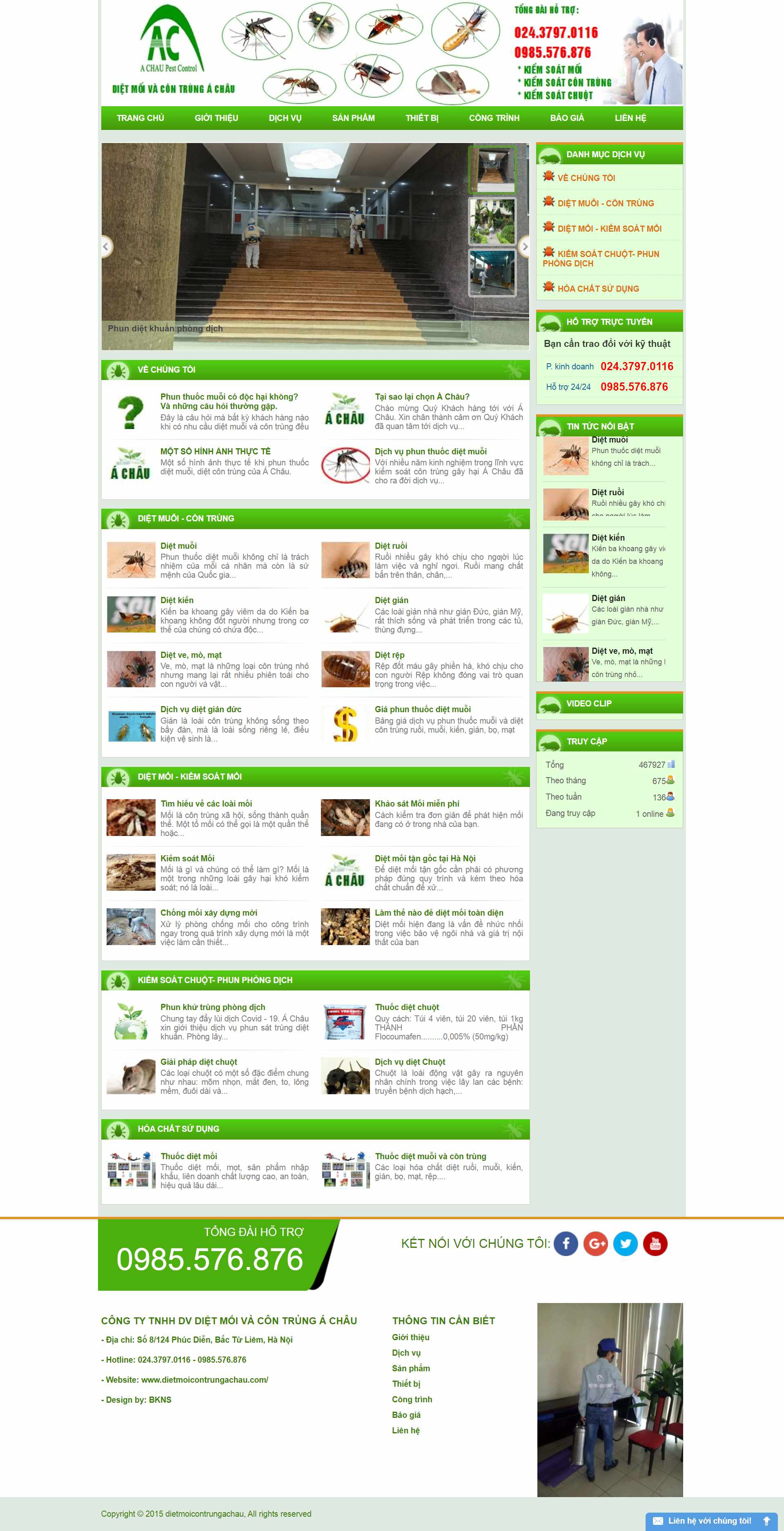 Thiết kế Website web diệt côn trùng - wwwdietmoicontrungachaucom