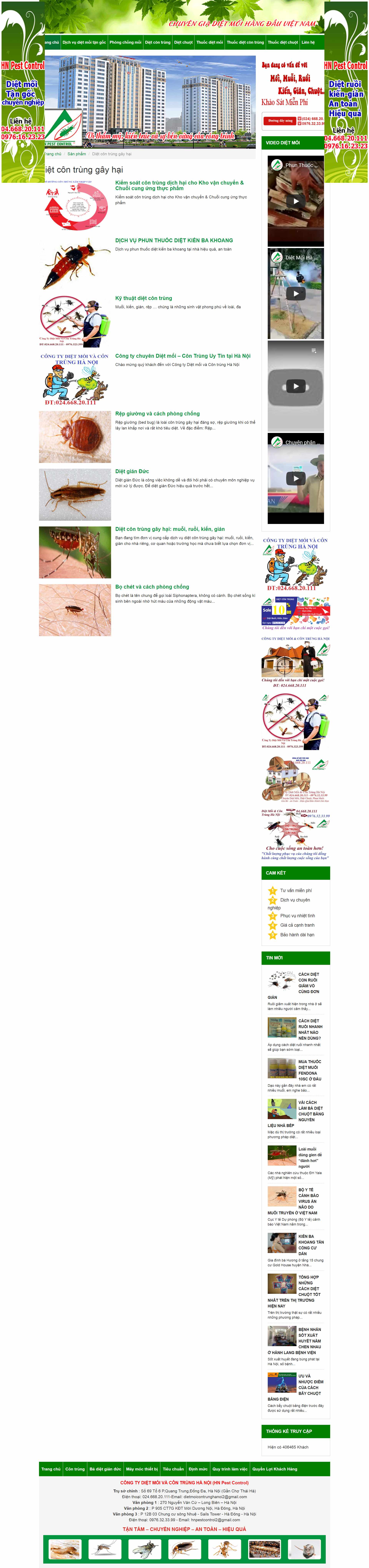 Thiết kế Website web diệt côn trùng - dietmoicontrunghanoicom
