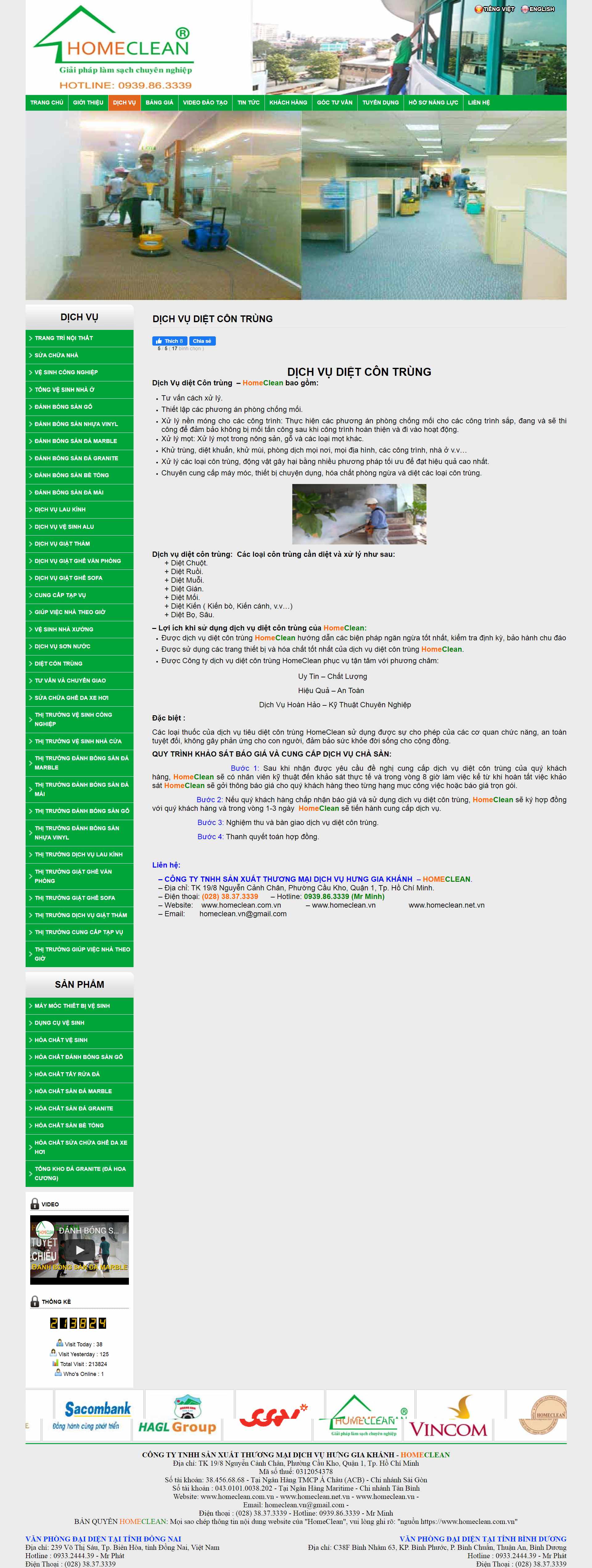 Thiết kế Website web diệt côn trùng - wwwhomecleancomvn