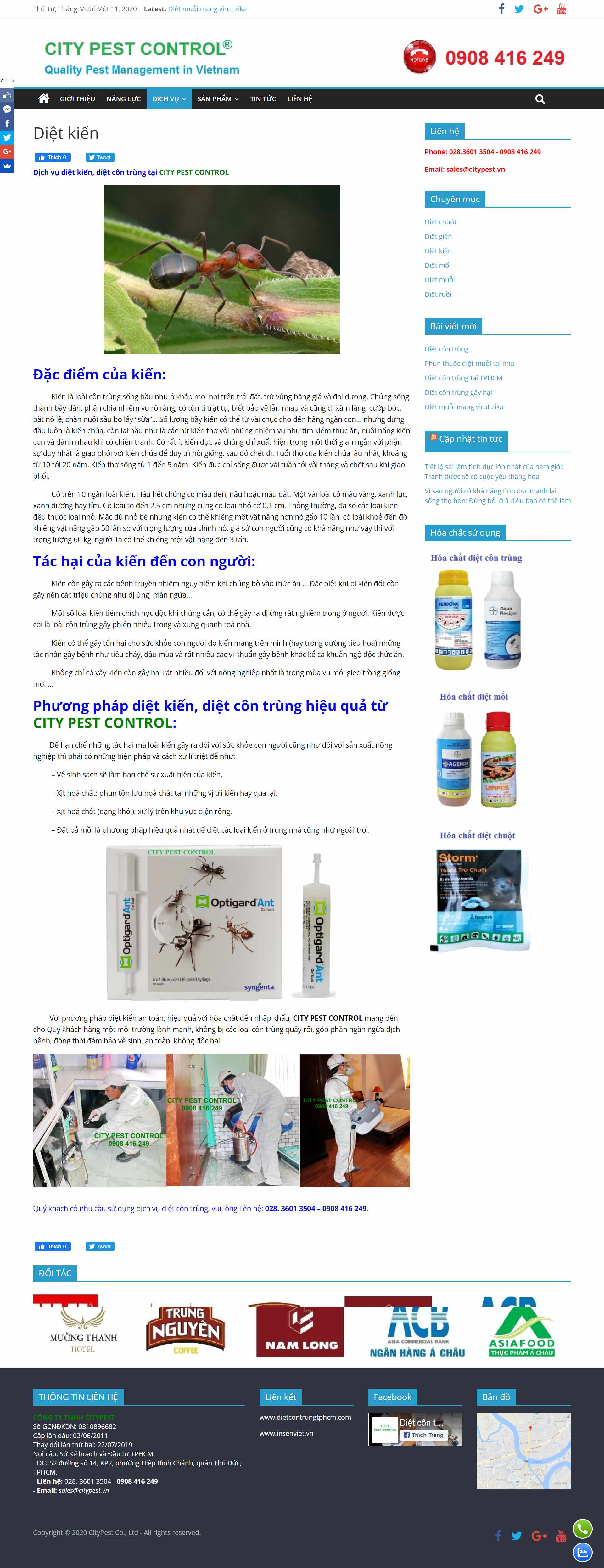Thiết kế Website web diệt côn trùng - citypestvn