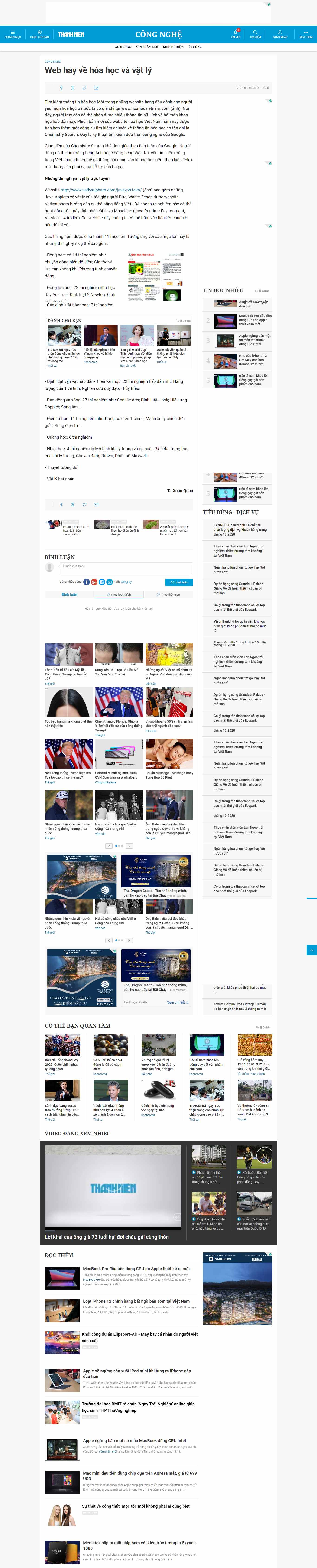 Thiết kế Website web hóa học - thanhnienvn