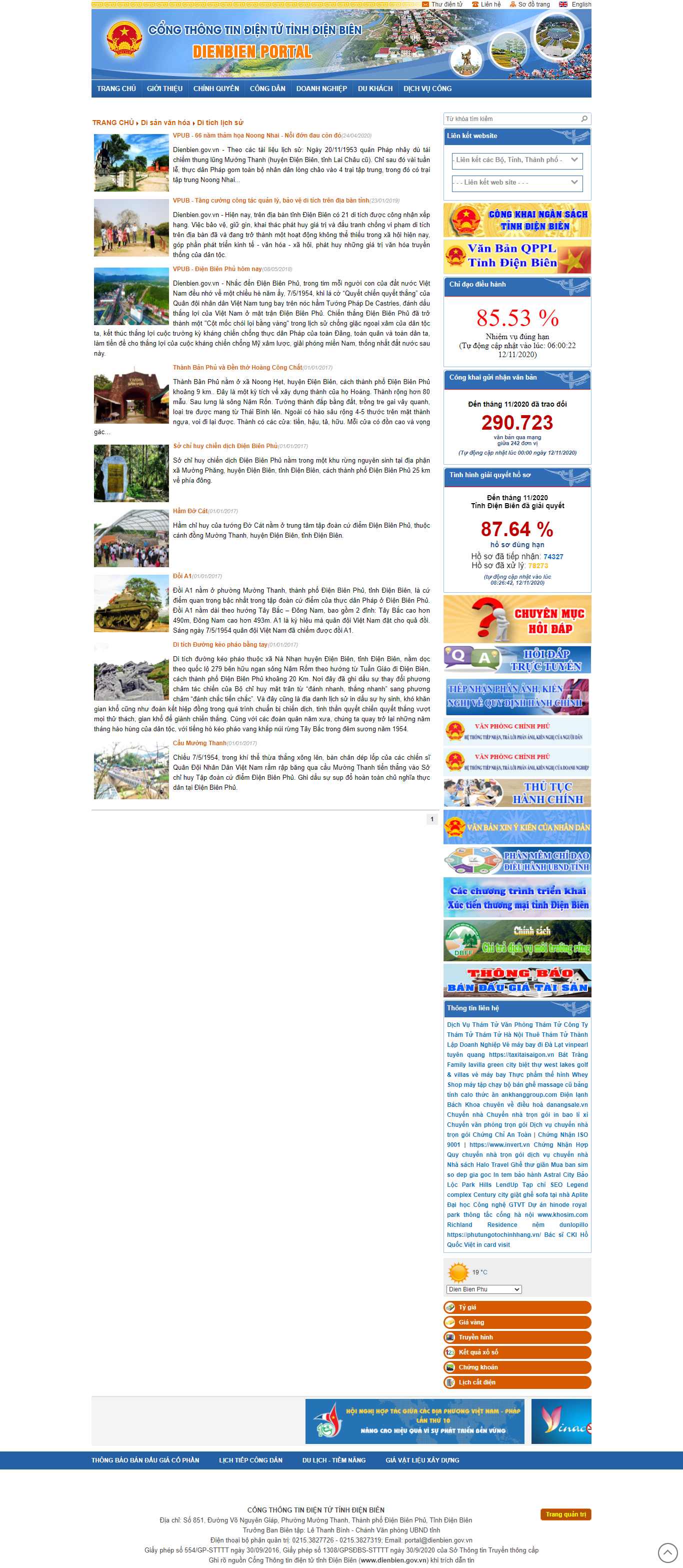 Thiết kế Website web di tích lịch sử - wwwdienbiengovvn