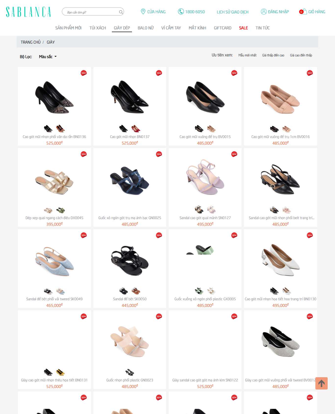 Thiết kế Website web giày dép - sablancavn