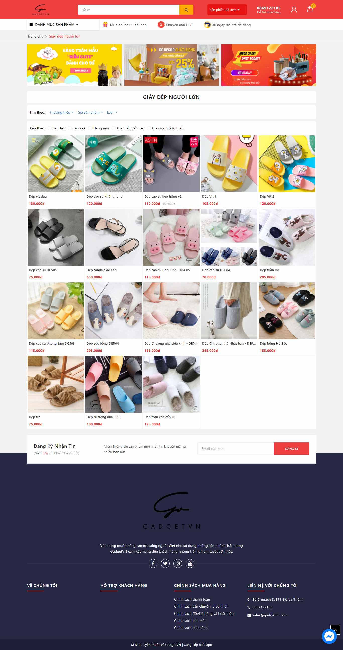 Thiết kế Website web giày dép - gadgetvncom