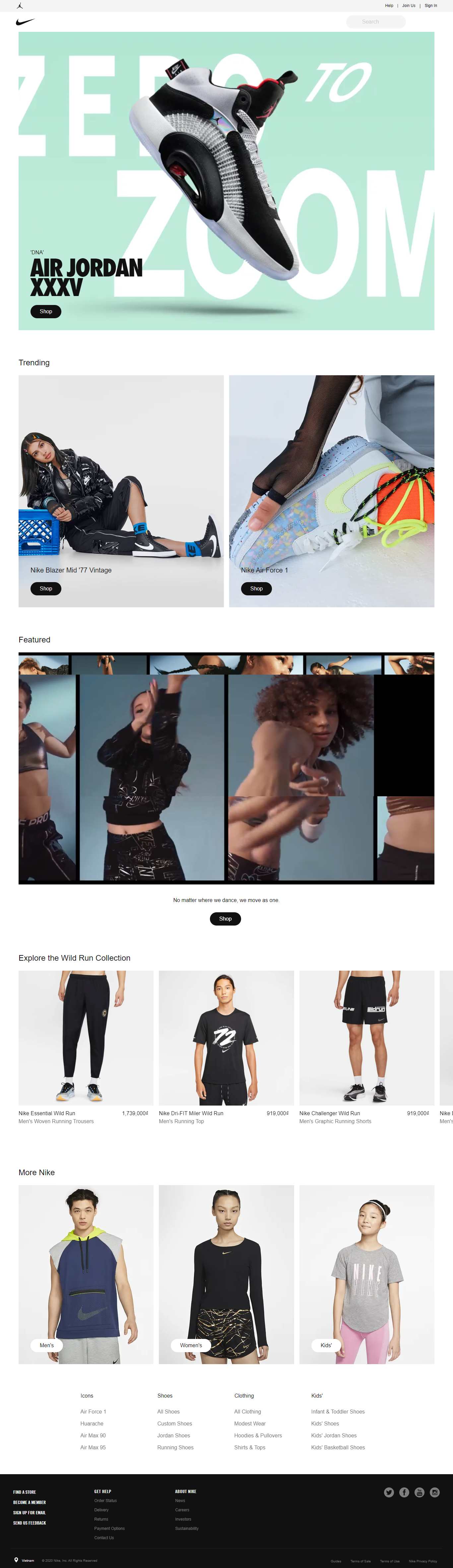Thiết kế Website web giày thể thao - wwwnikecom