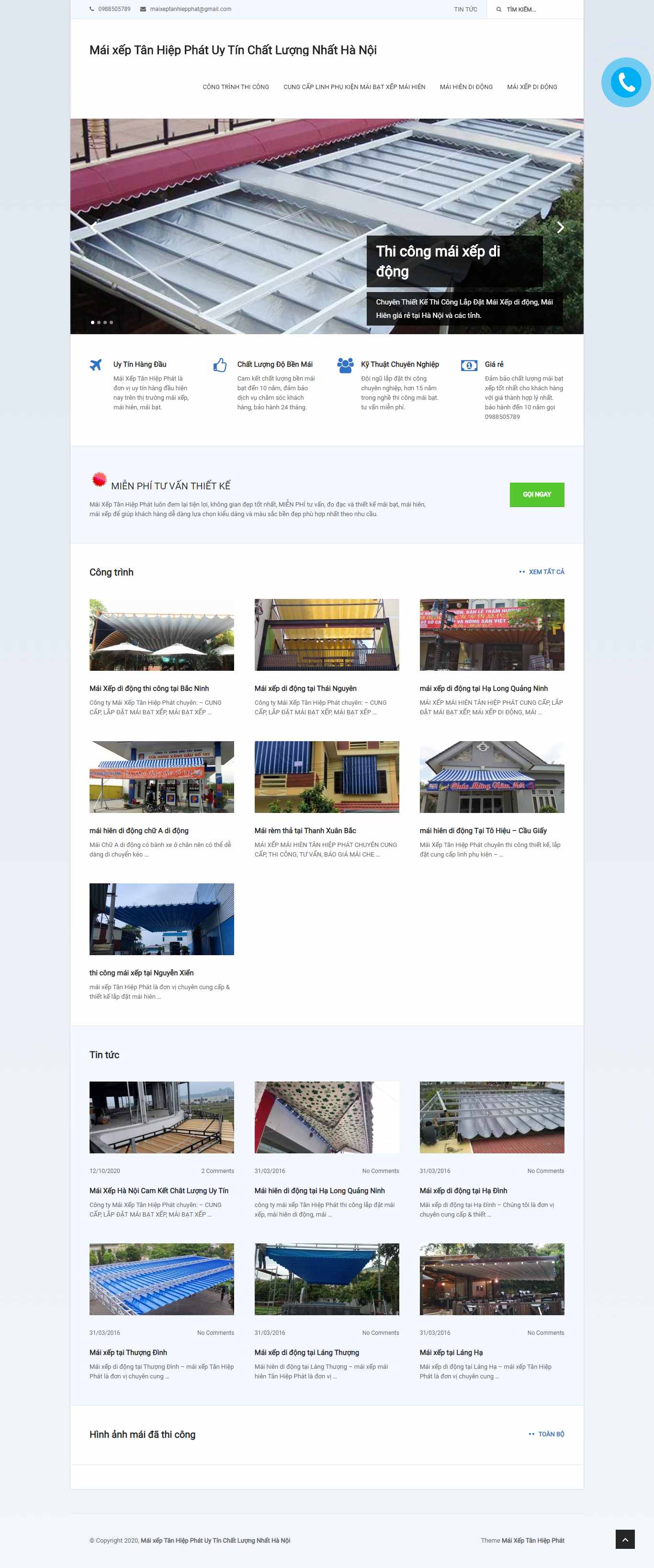 Thiết kế Website web mái che di động - maixeptanhiepphatcom