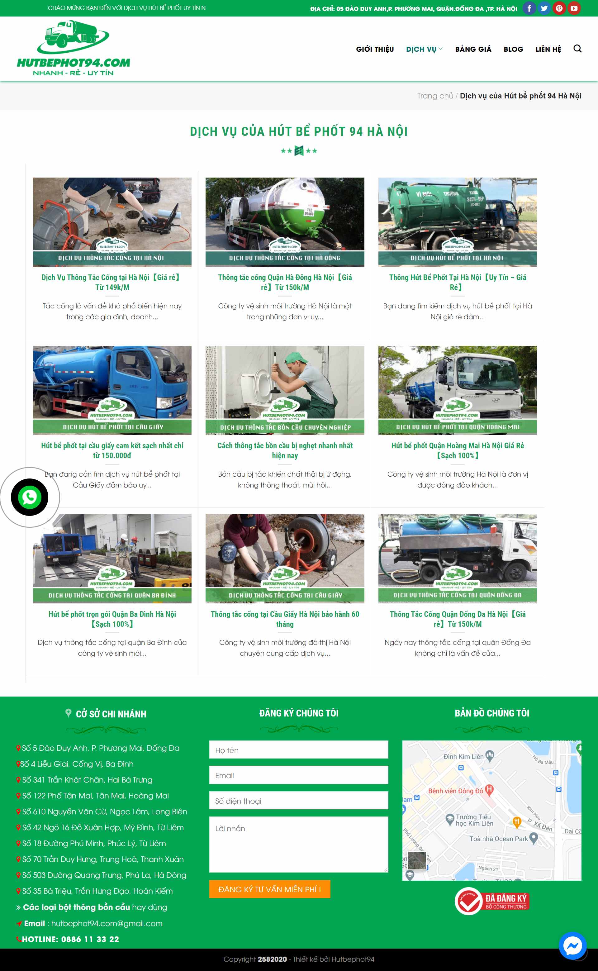 Thiết kế Website web hút bể phốt - hutbephot94com