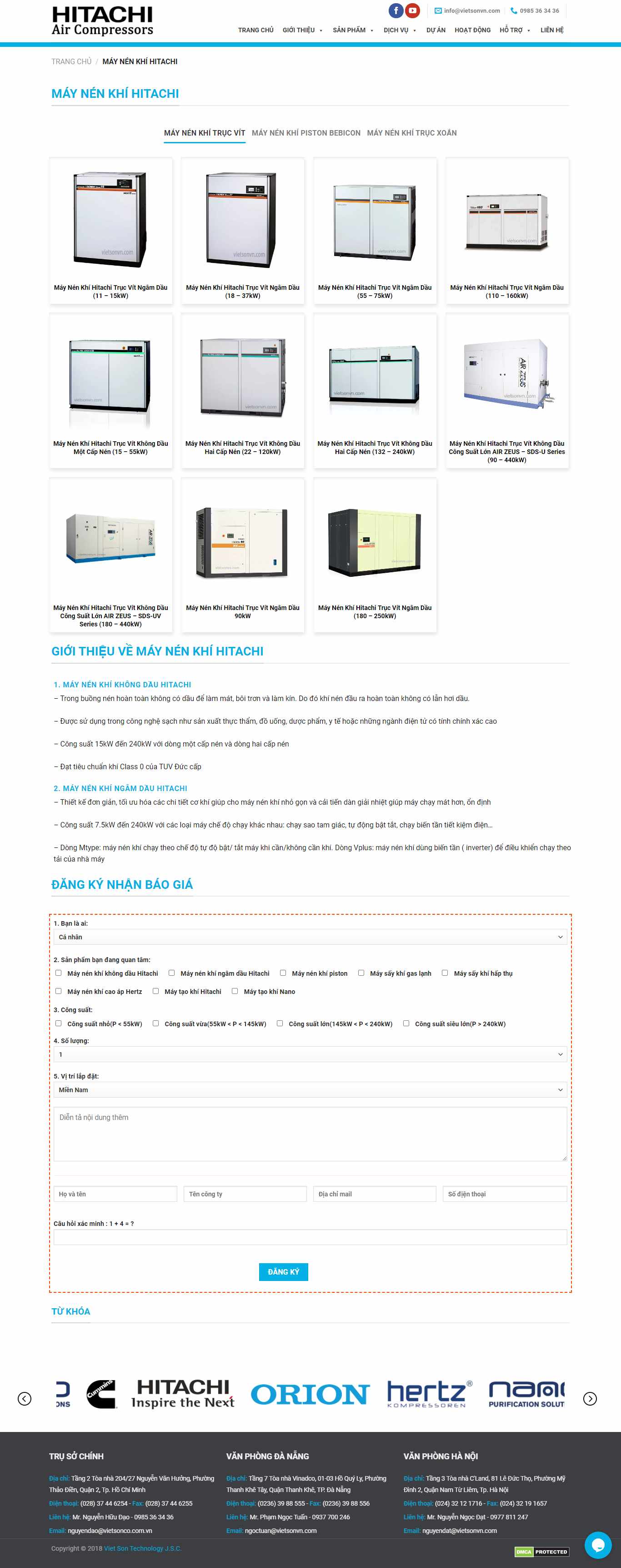 Thiết kế Website web máy nèn khí - vietsonvncom