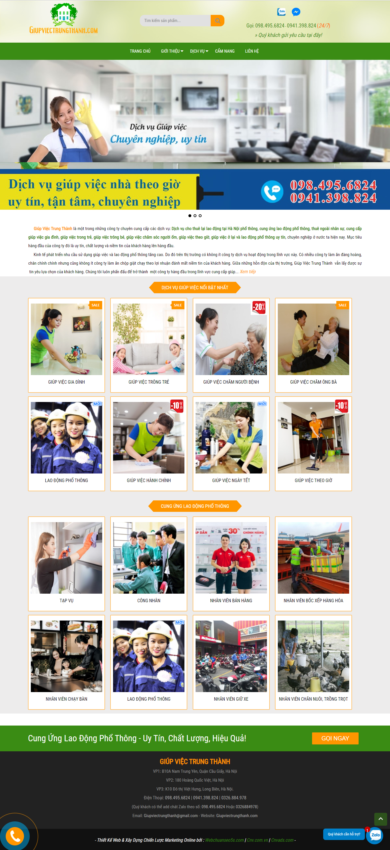 Thiết kế Website web giúp việc - giupviectrungthanhcom
