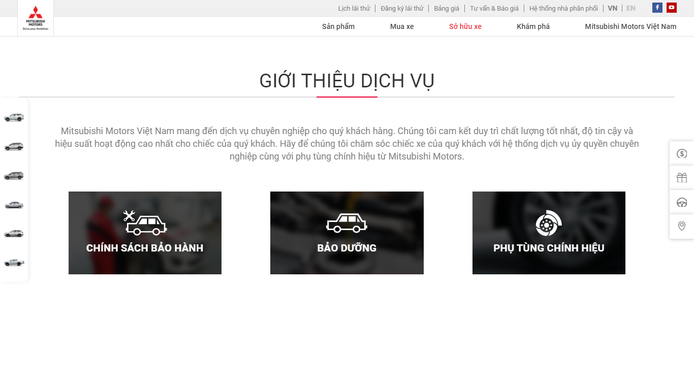 Thiết kế Website web giới thiệu dịch vụ - wwwmitsubishi-motorscomvn