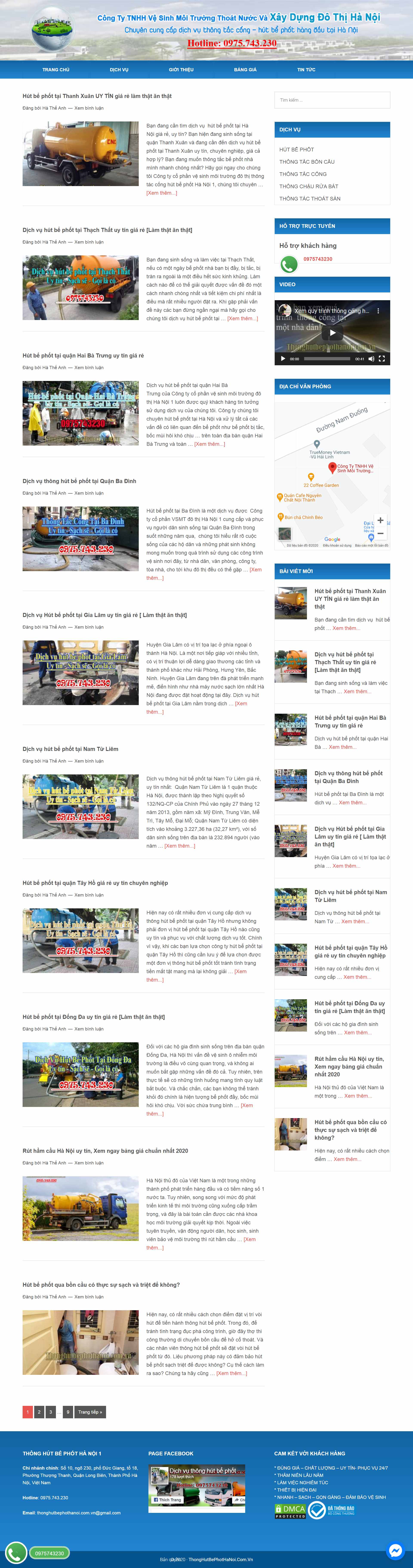 Thiết kế Website web hút bể phốt - thonghutbephothanoicomvn