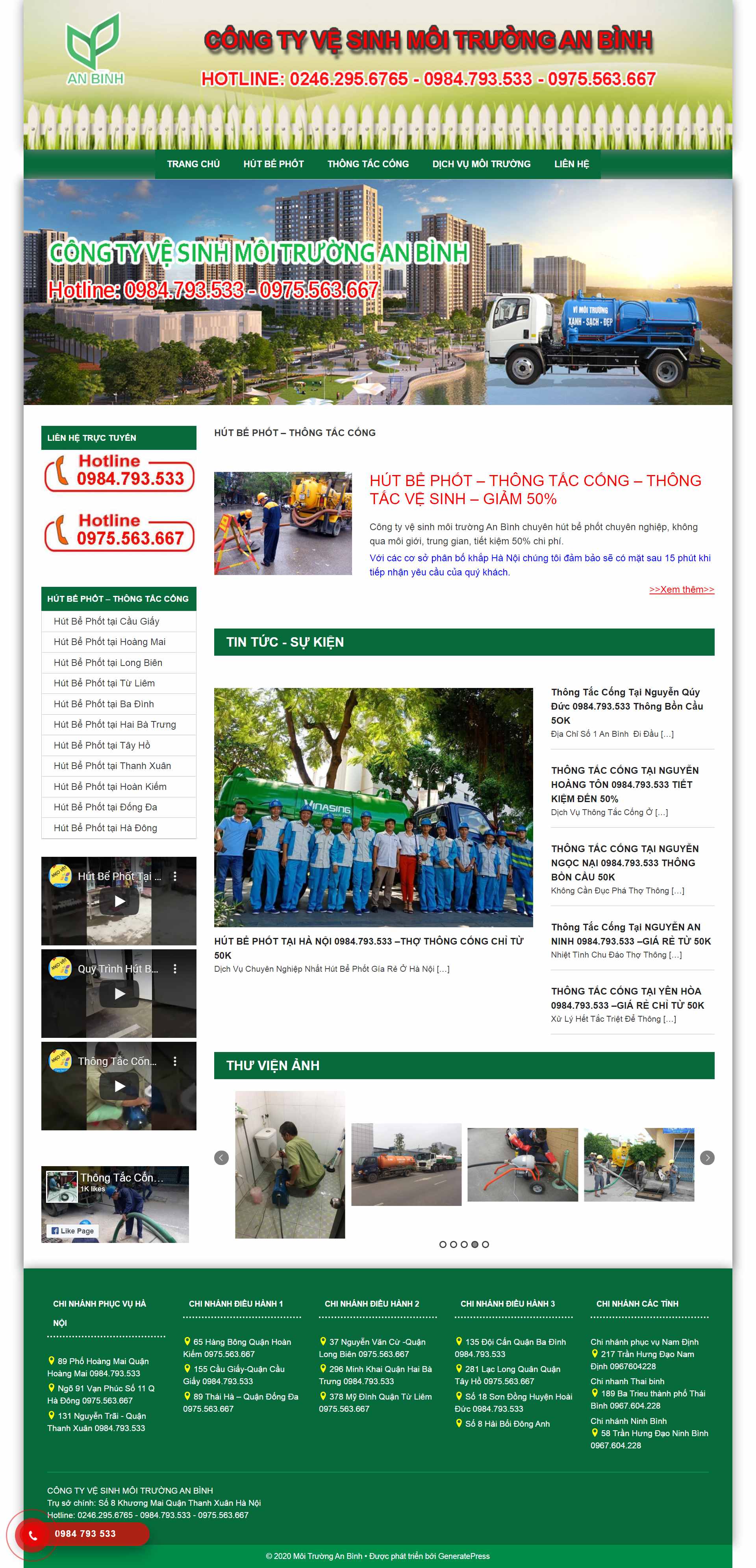 Thiết kế Website web hút bể phốt - hutbephot24hgiarecom
