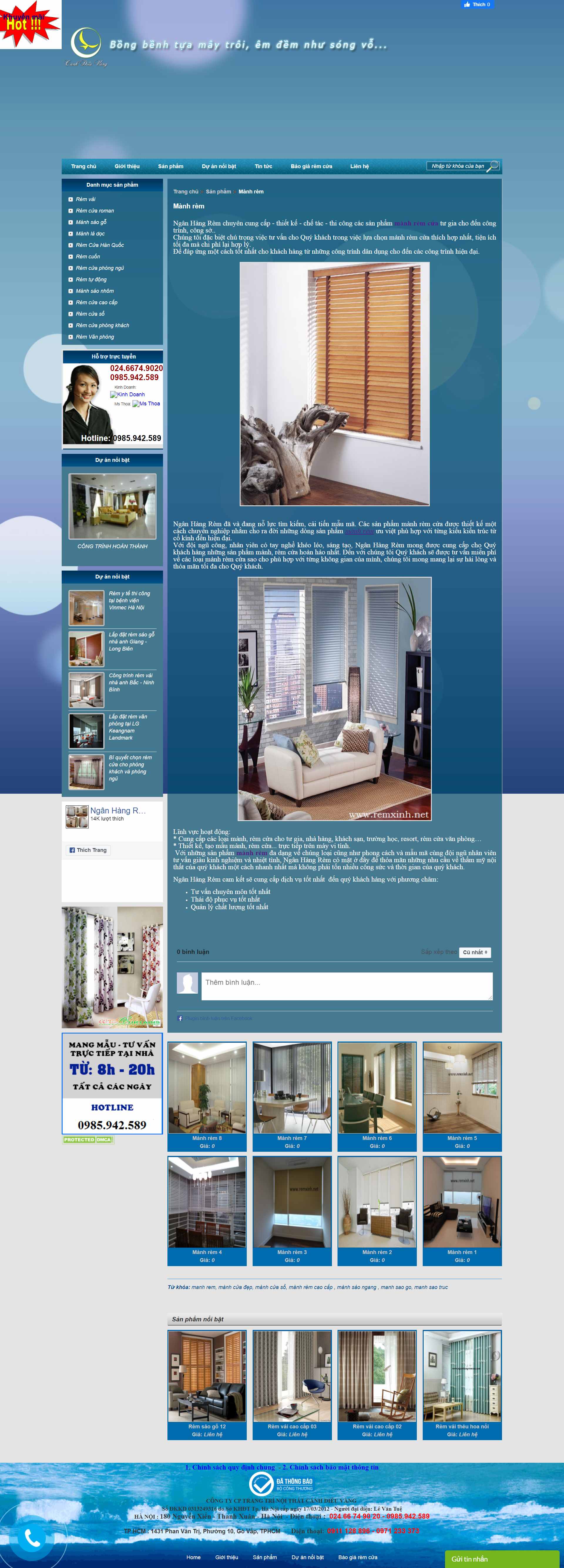 Thiết kế Website web mành rèm - nganhangremcuacom