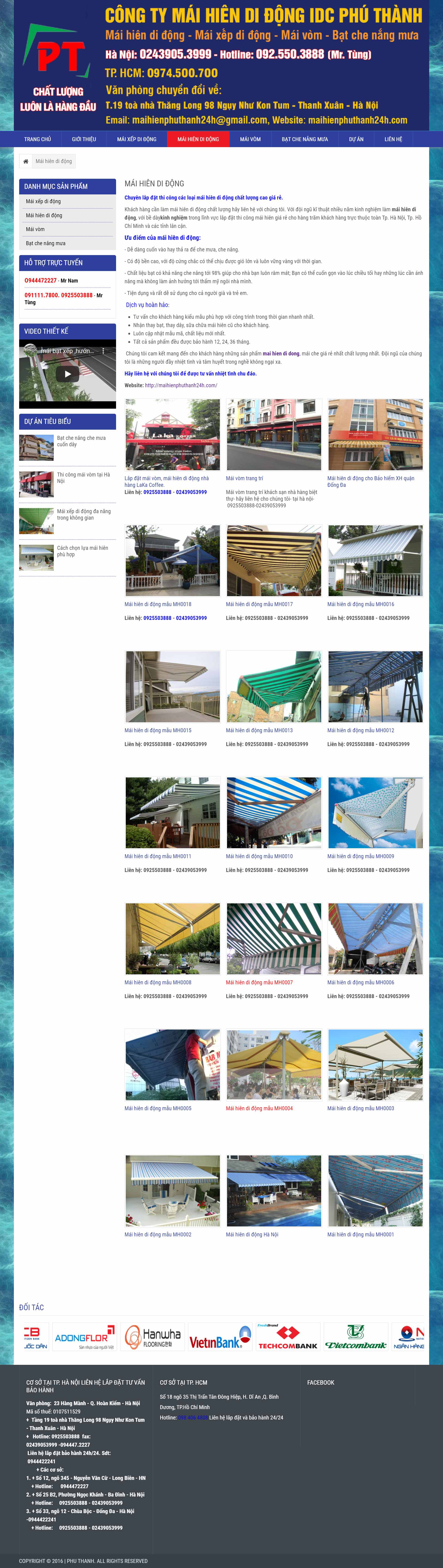 Thiết kế Website web mái hiên di động - maihienphuthanh24hcom
