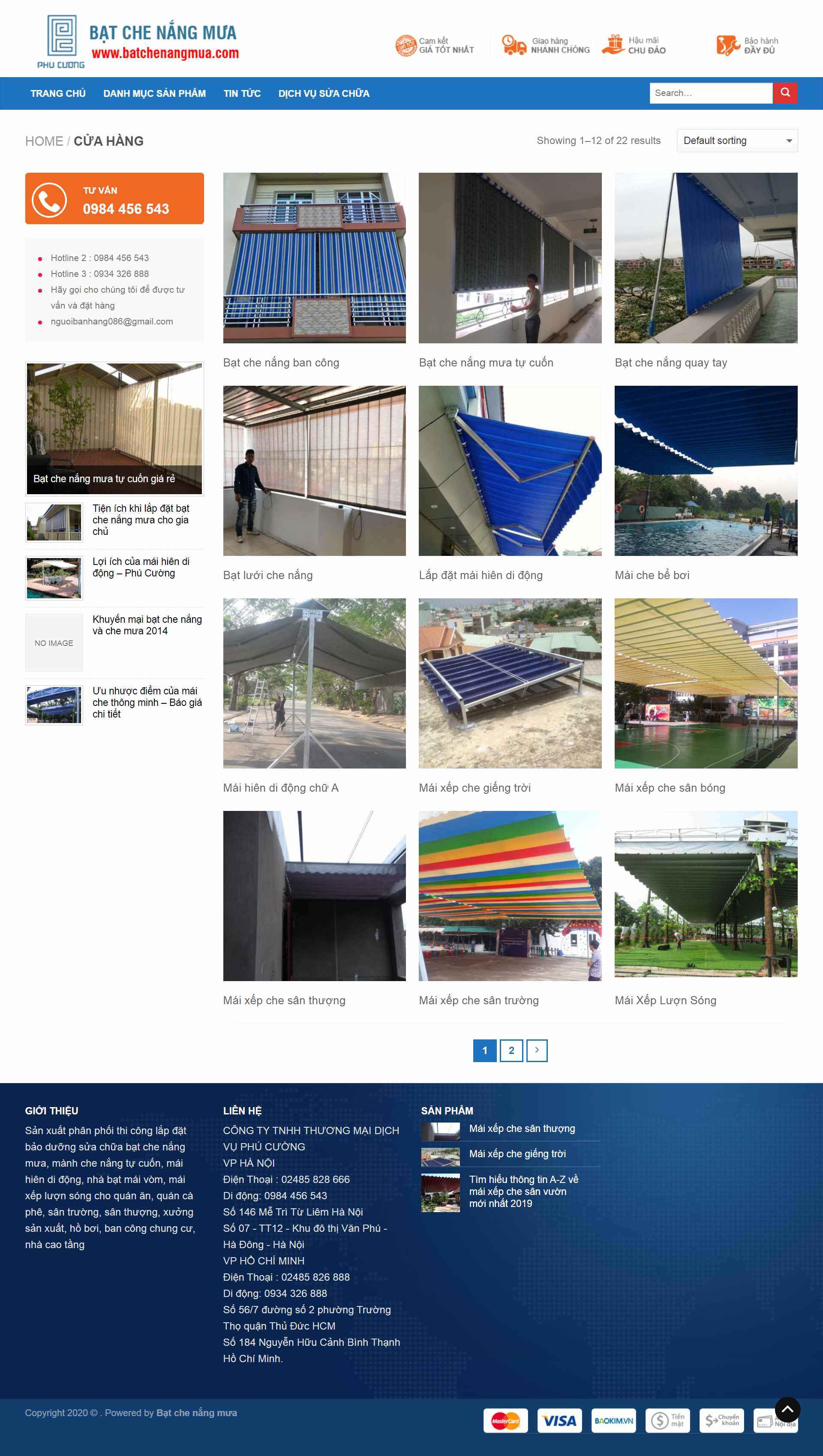 Thiết kế Website web mái hiên di động - batchenangmuacom