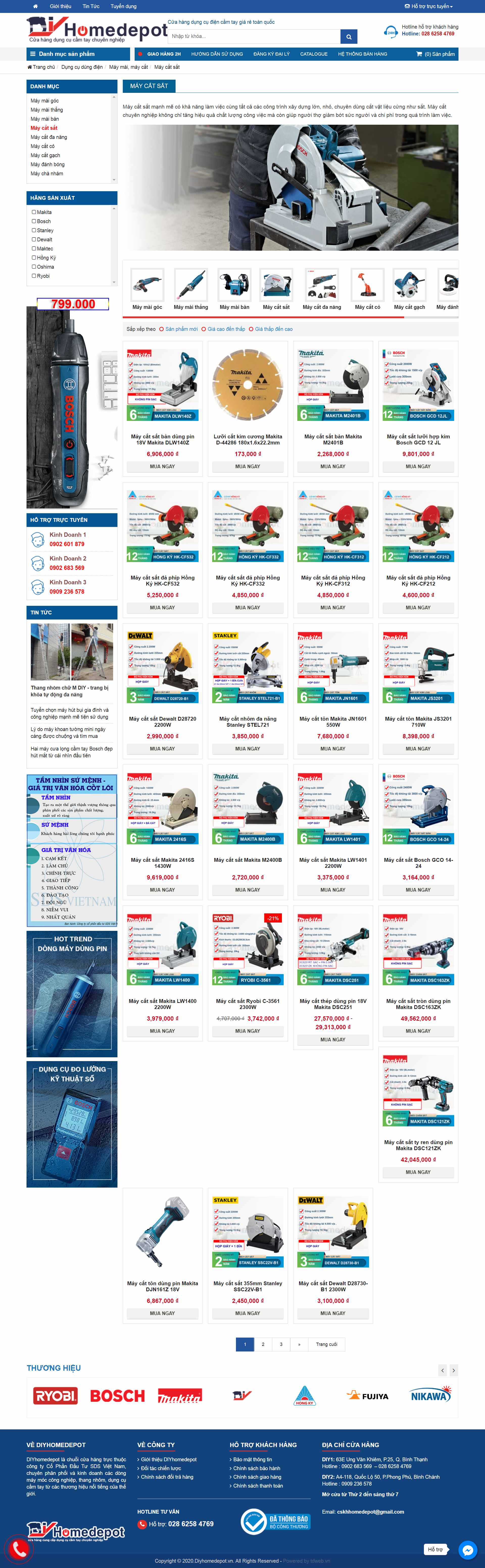 Thiết kế Website web máy cắt - diyhomedepotvn