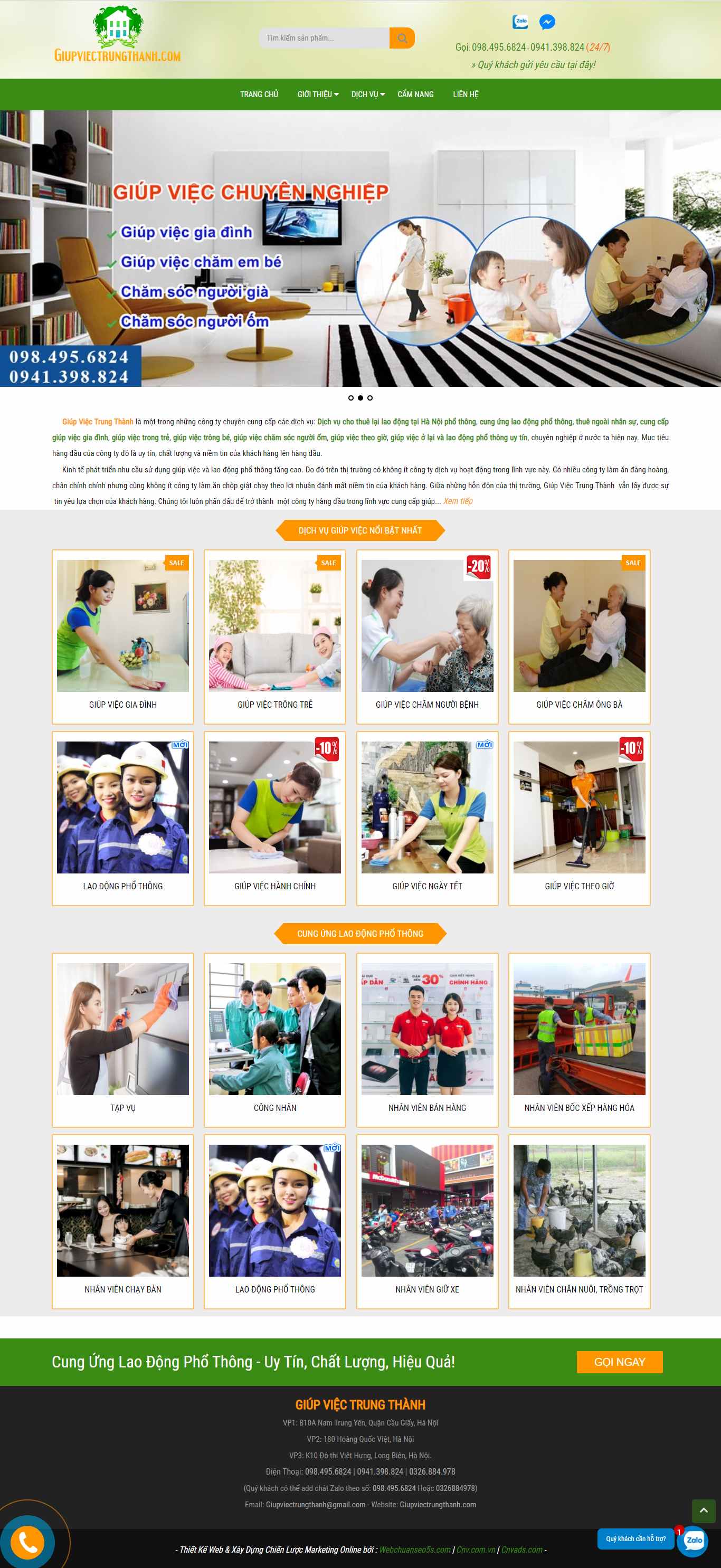 Thiết kế Website web giúp việc - giupviectrungthanhcom