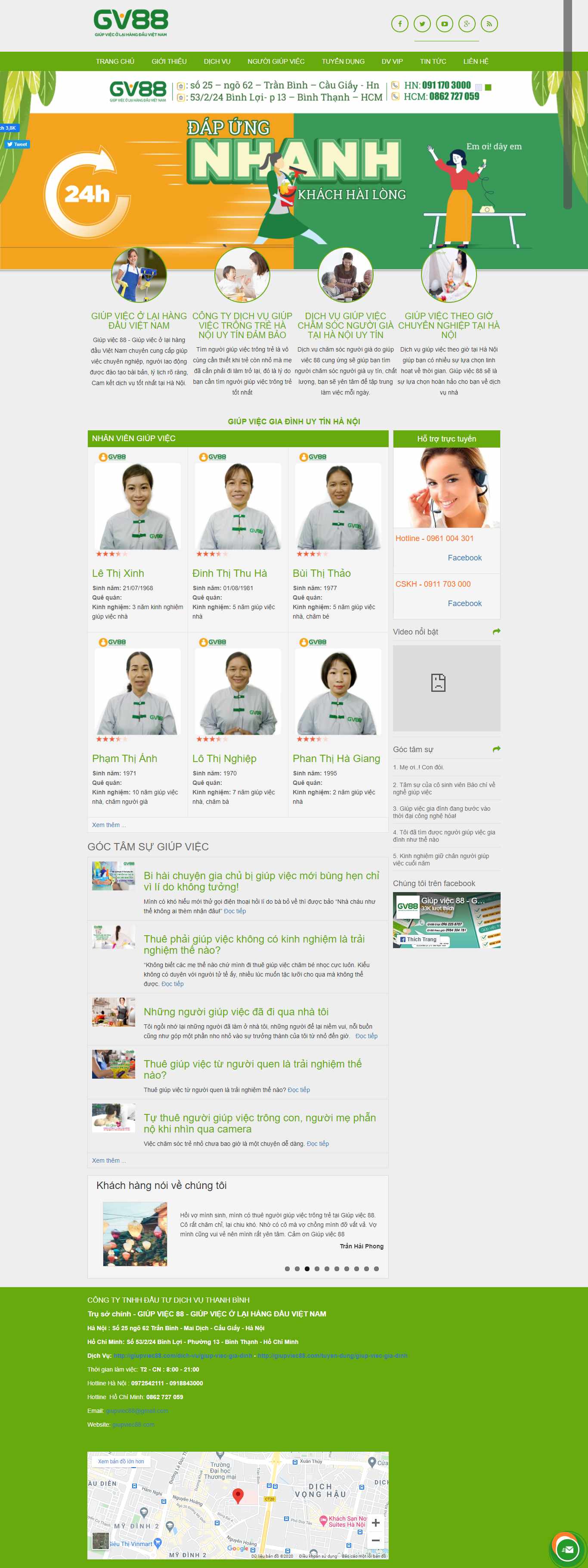 Thiết kế Website web giúp việc - giupviec88com
