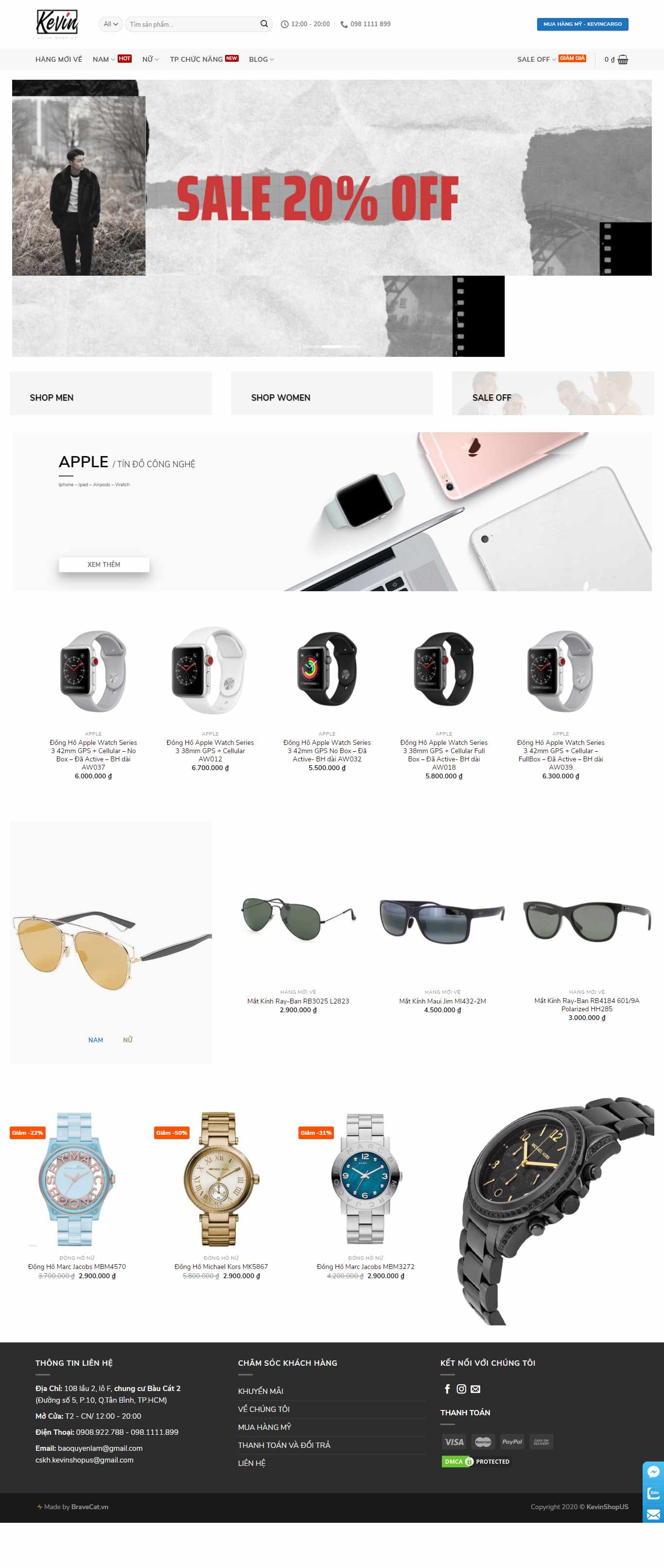Thiết kế Website web hàng xách tay - kevinshopuscom