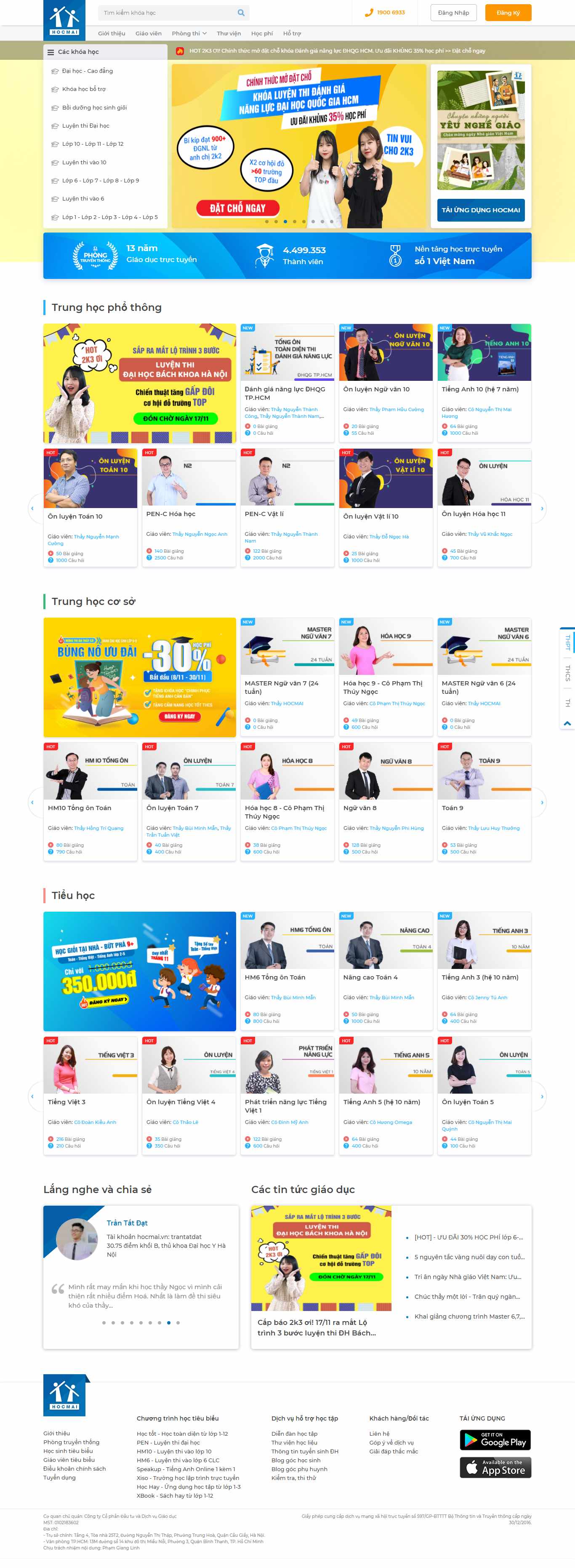 Thiết kế Website web khóa học online - hocmaivn