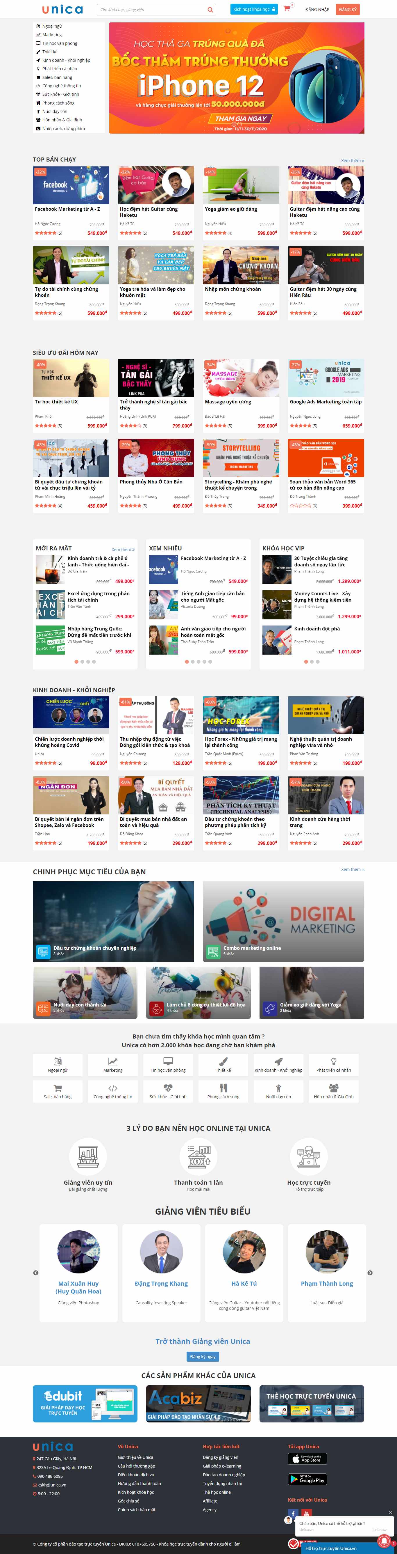 Thiết kế Website web khóa học online - unicavn