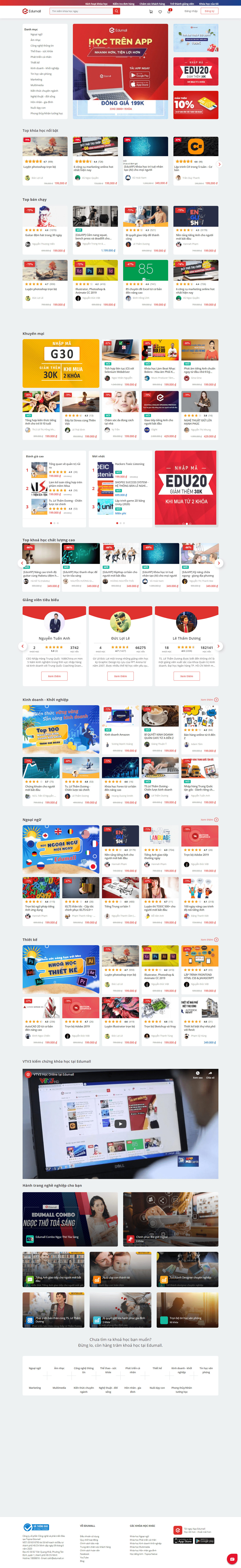 Thiết kế Website web khóa học online - edumallvn