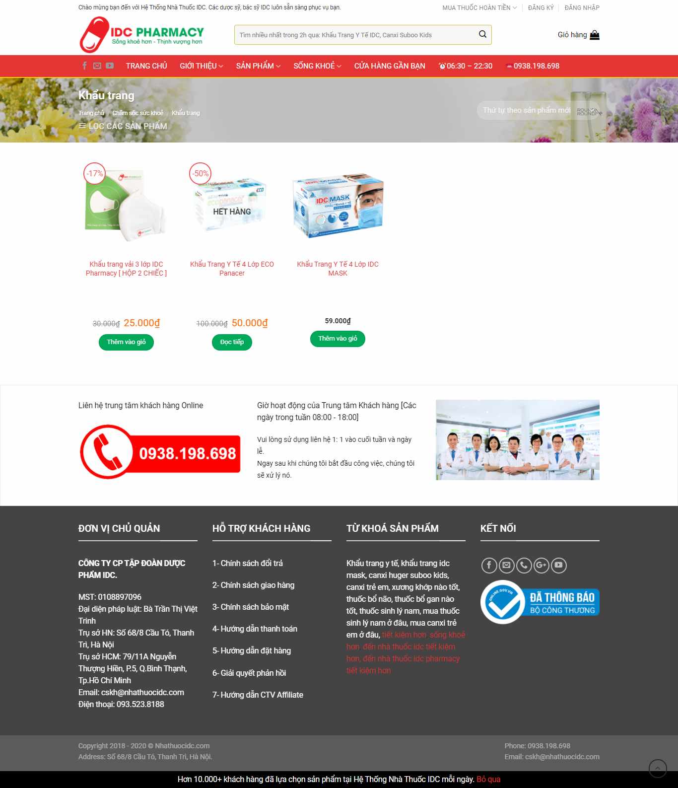 Thiết kế Website web khẩu trang y tế - nhathuocidccom