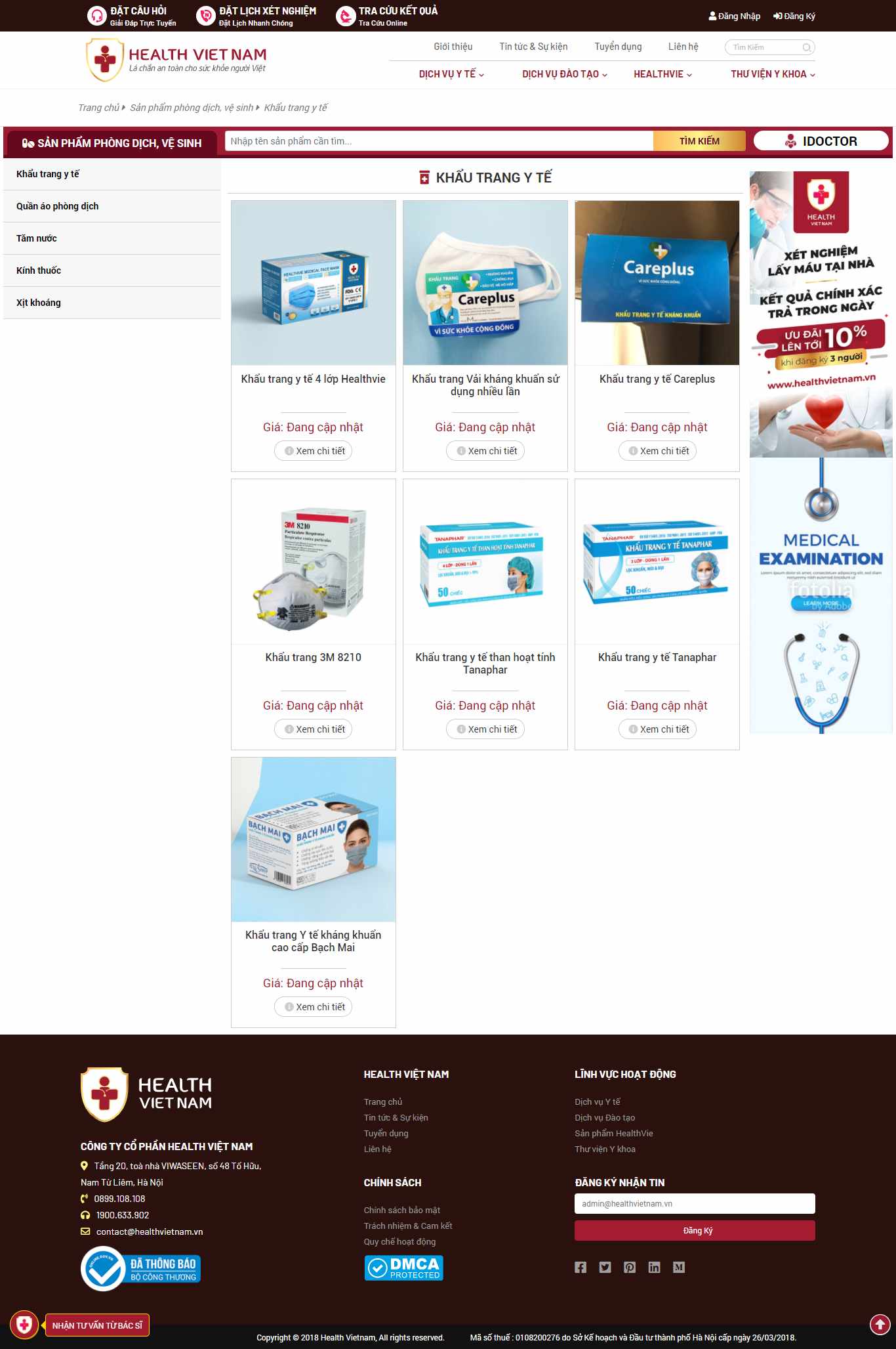 Thiết kế Website web khẩu trang y tế - healthvietnamvn