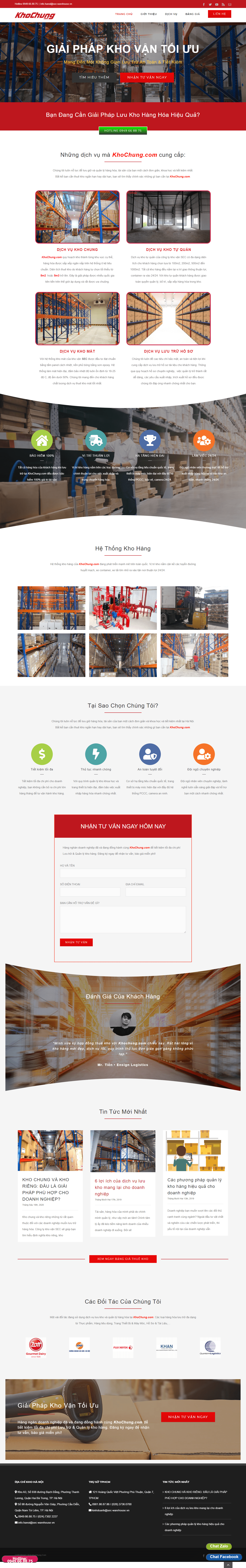 Thiết kế Website web kho bãi - khochungcom