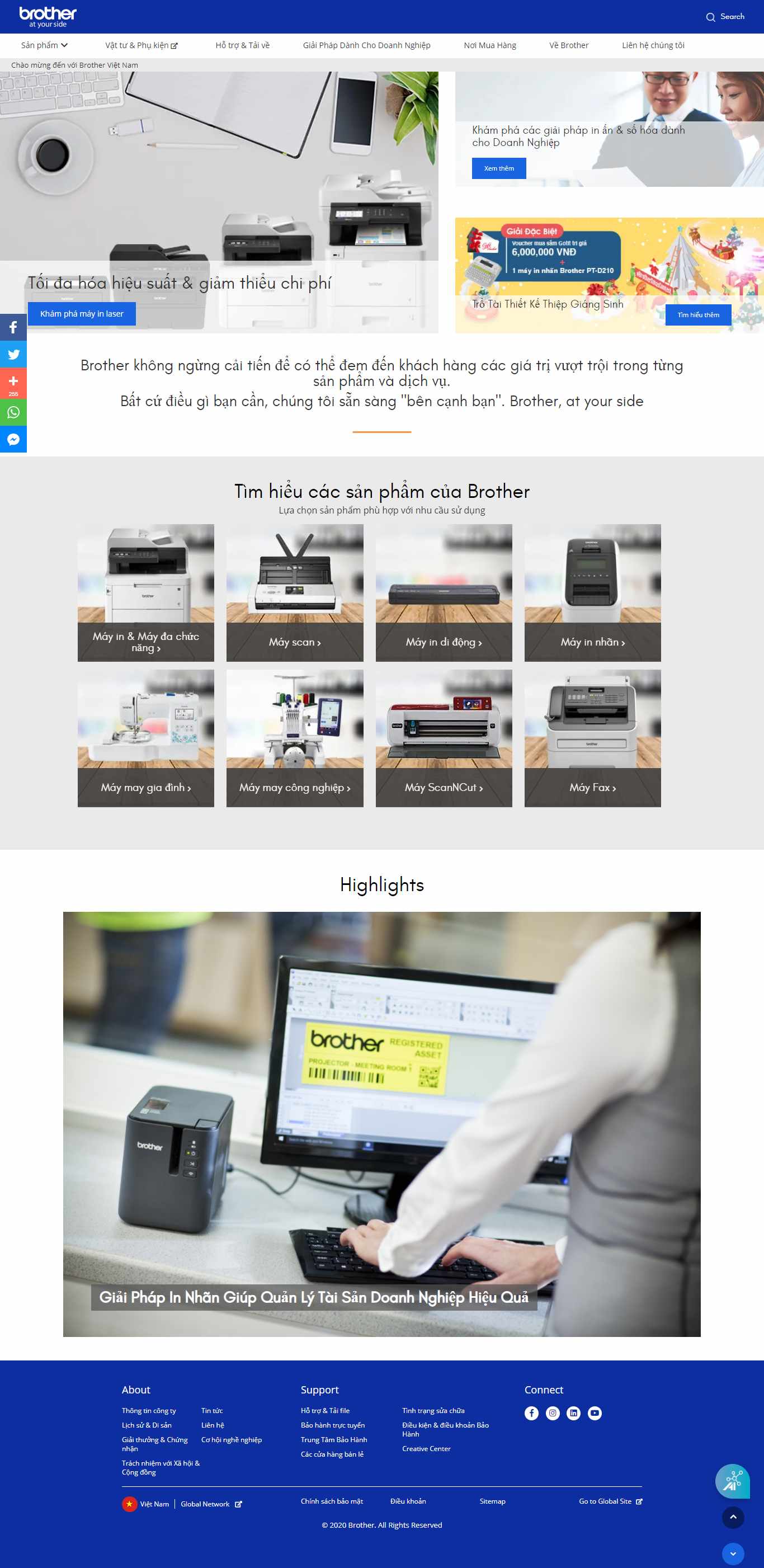 Thiết kế Website web máy in - wwwbrothercomvn