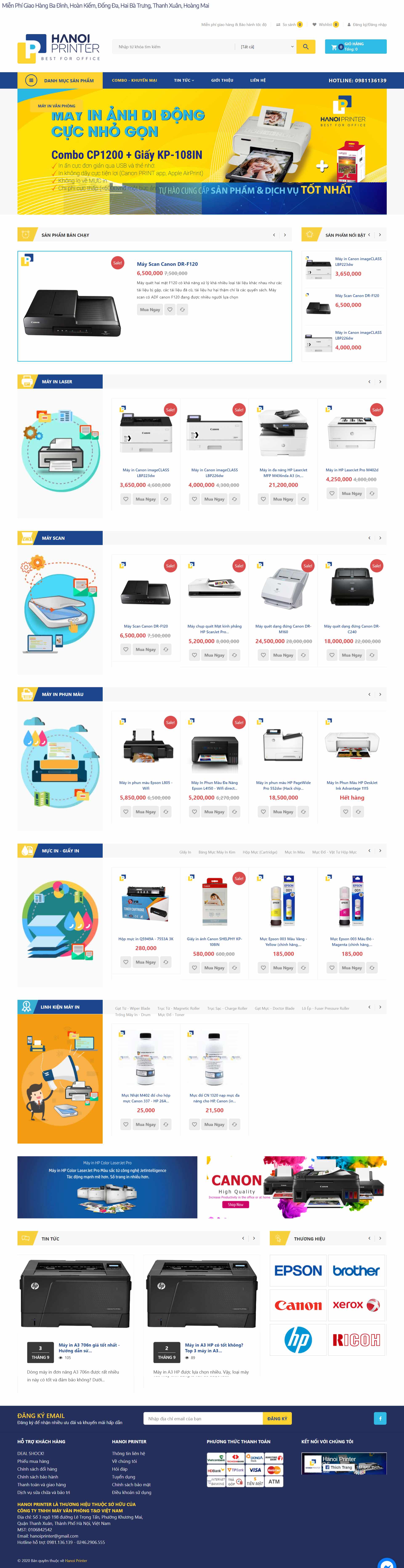 Thiết kế Website web máy in - mayinhanoivn