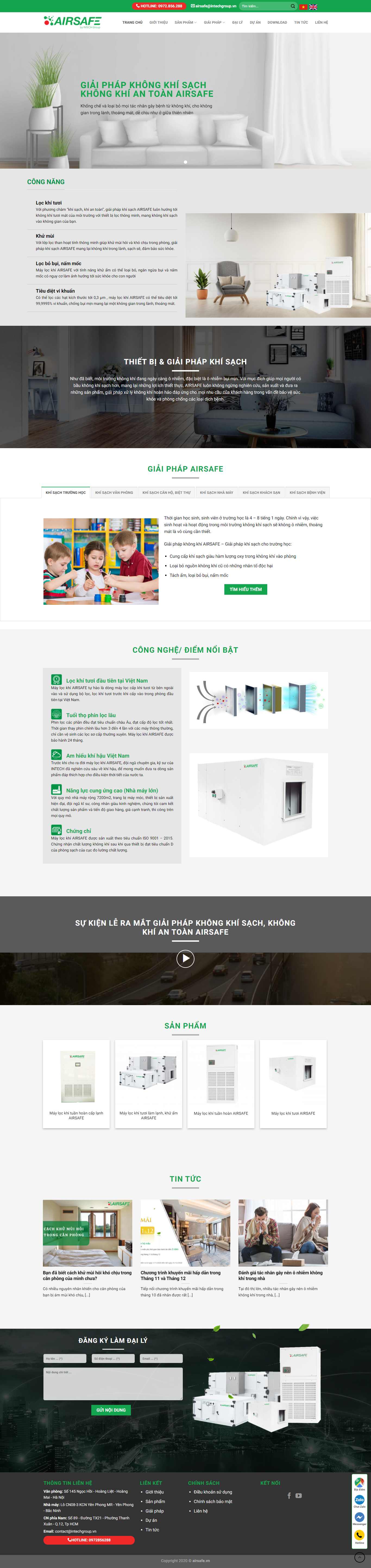 Thiết kế Website web máy lọc khí - airsafevn