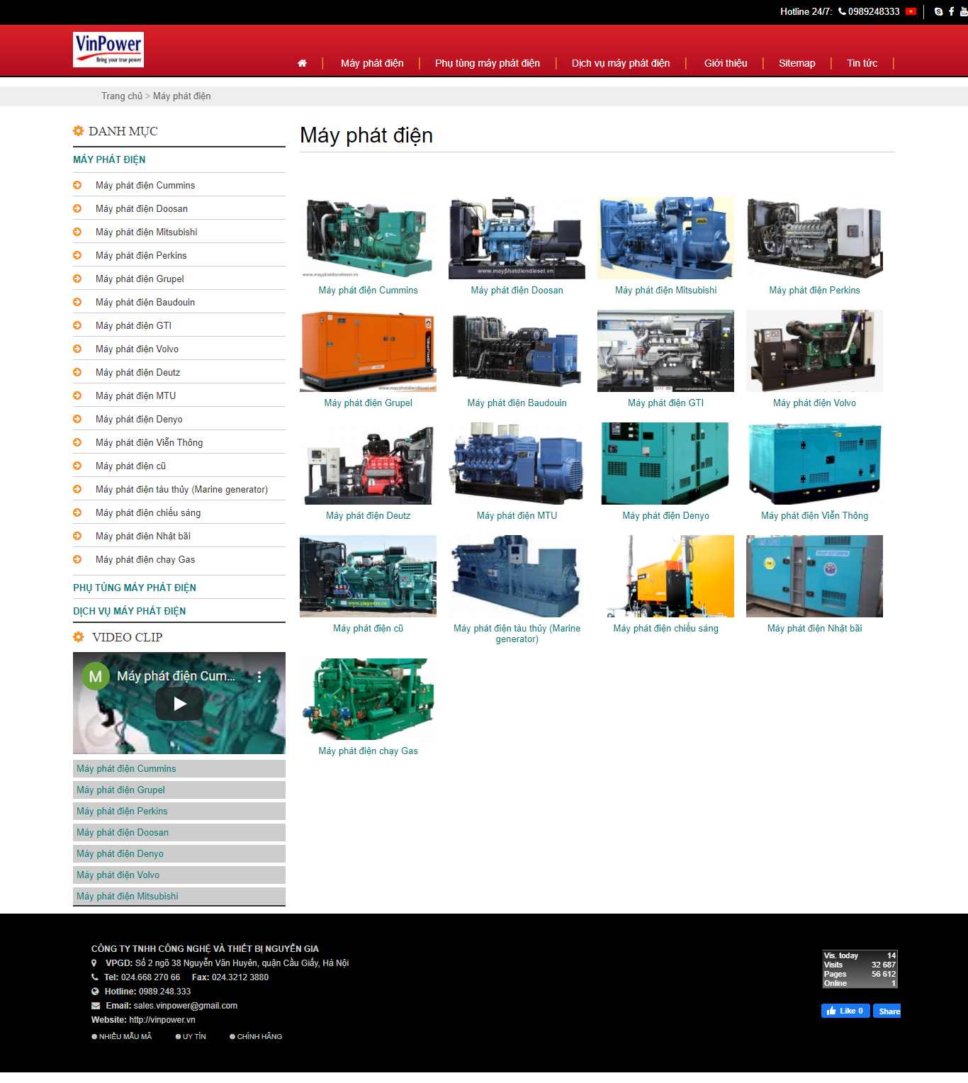 Thiết kế Website web máy phát điện - vinpowervn