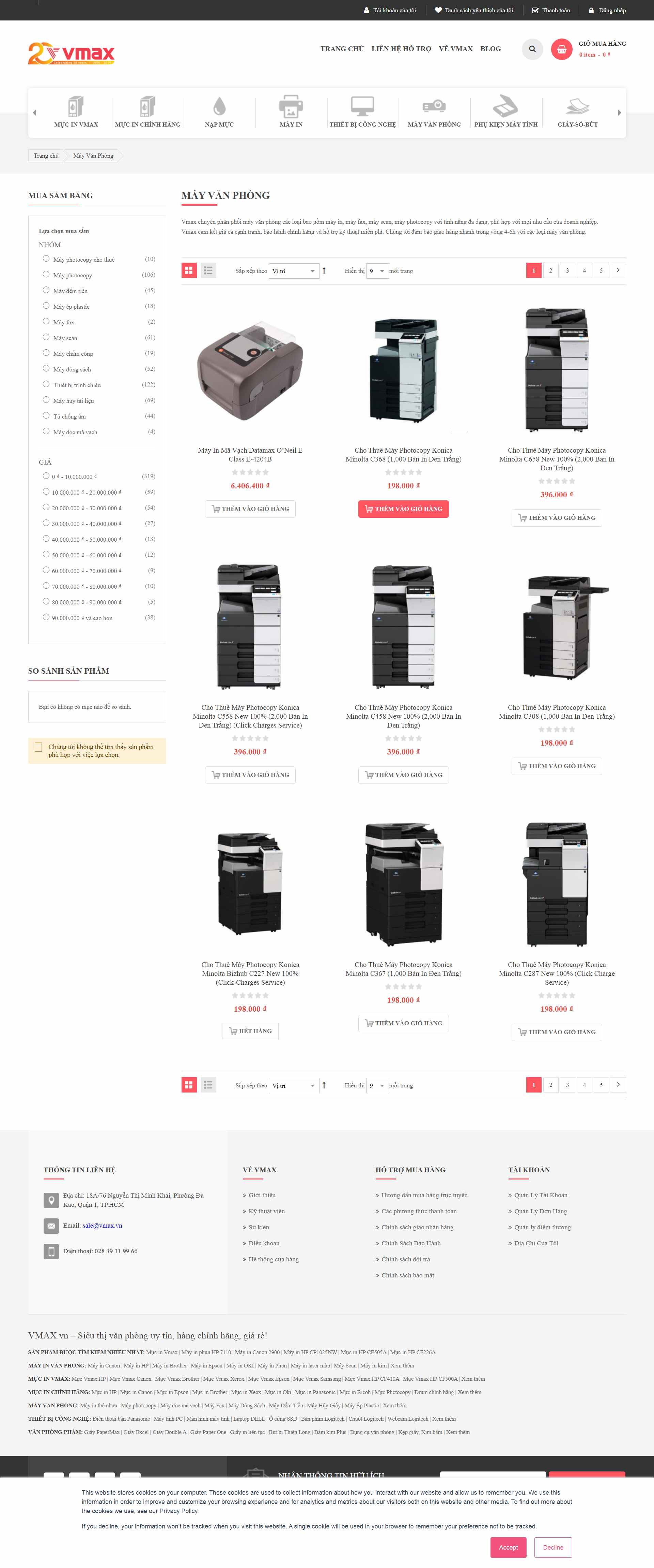 Thiết kế Website web máy văn phòng - wwwvmaxvn