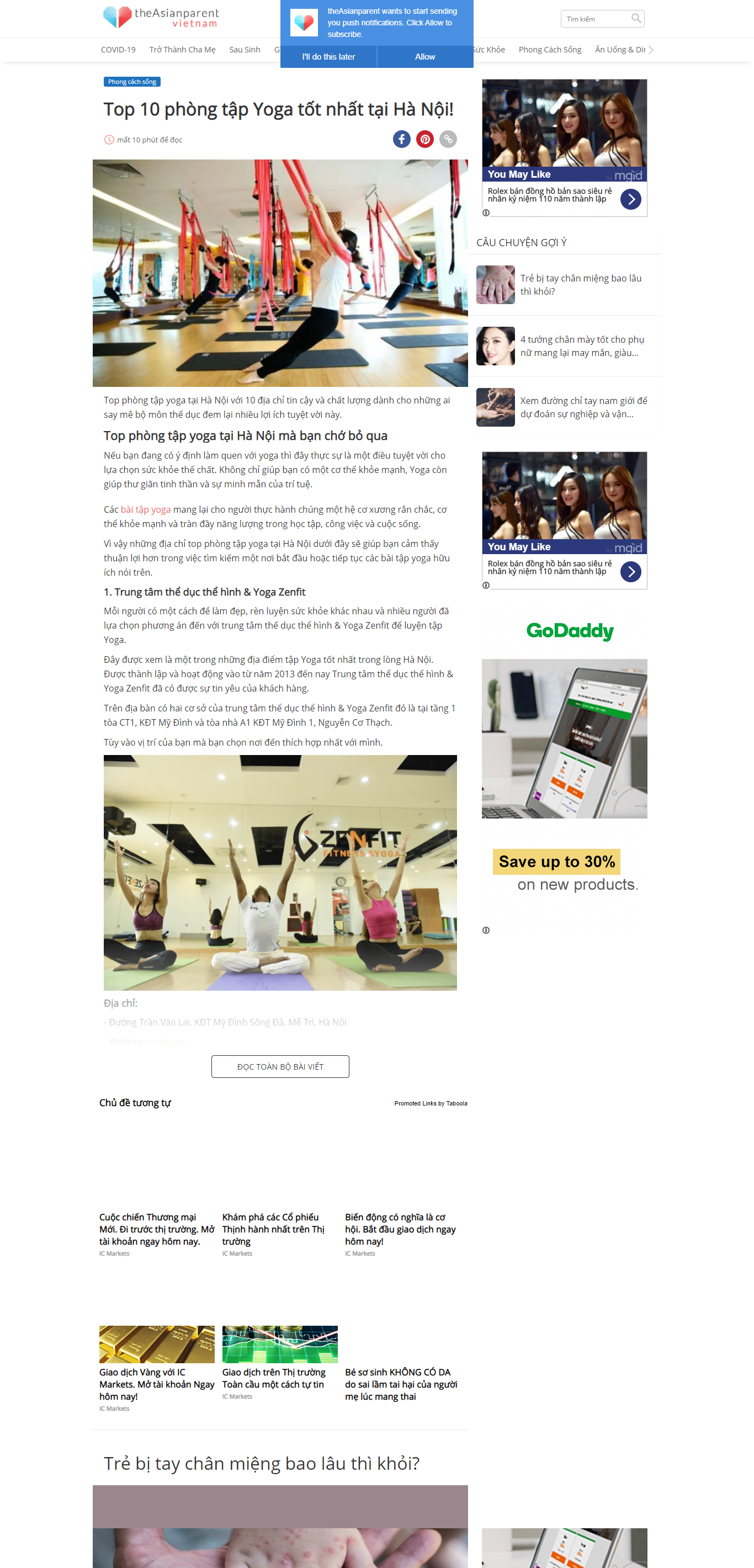 Thiết kế Website web phòng tập yoga - vntheasianparentcom