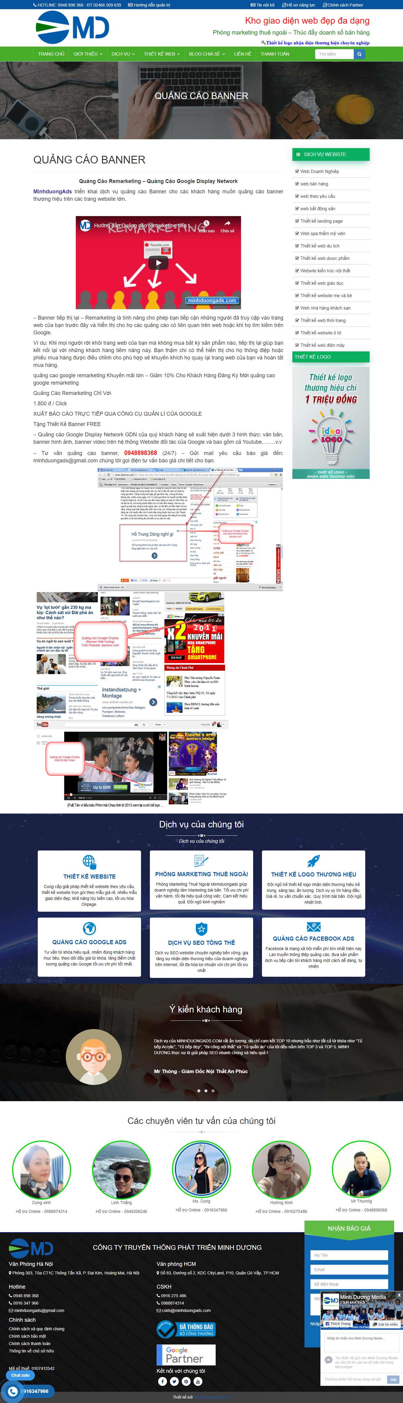 Thiết kế Website web quảng cáo banner - minhduongadscom