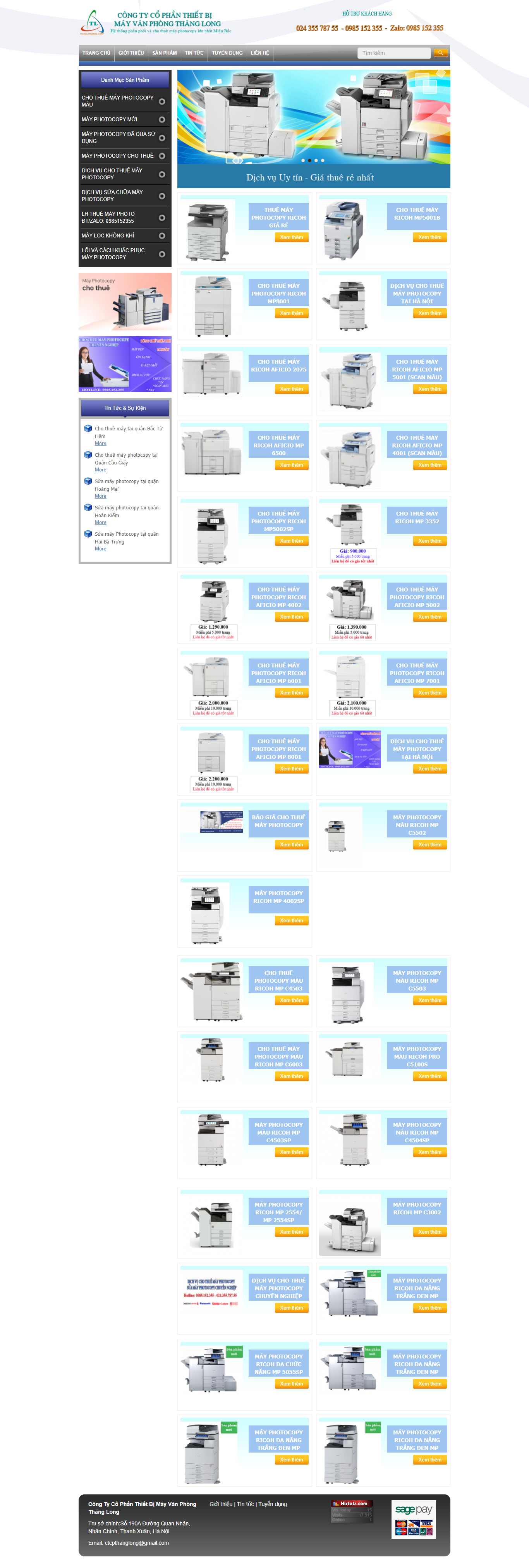 Thiết kế Website web máy văn phòng - thuemayricohcom