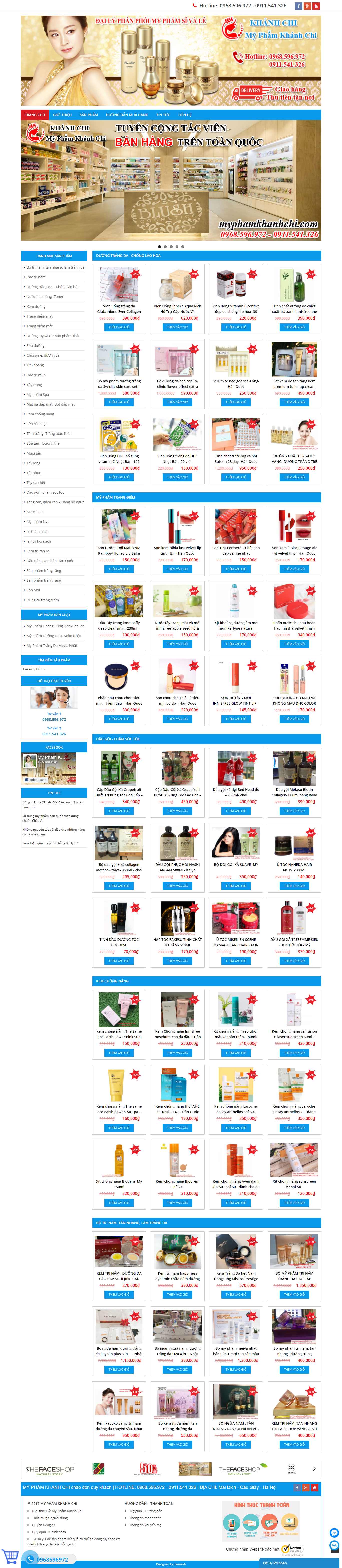 Thiết kế Website web mỹ phẩm xách tay - myphamkhanhchicom