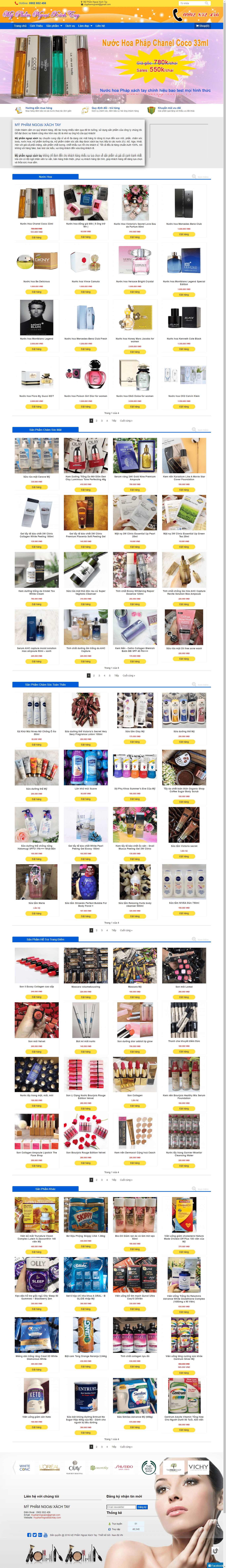 Thiết kế Website web mỹ phẩm xách tay - myphamngoaixachtaycom
