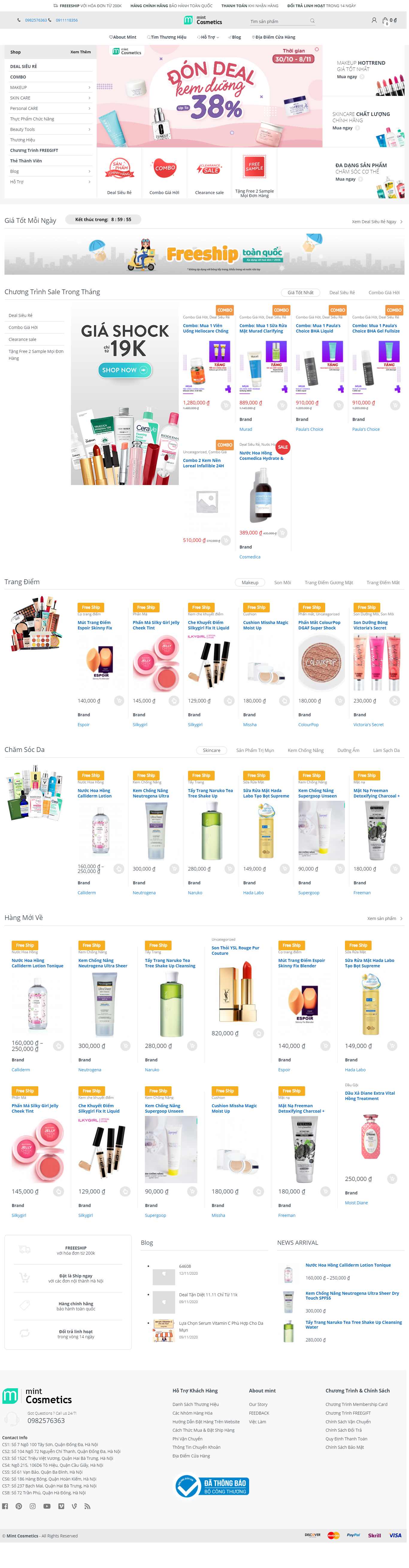 Thiết kế Website web mỹ phẩm xách tay - mint07com