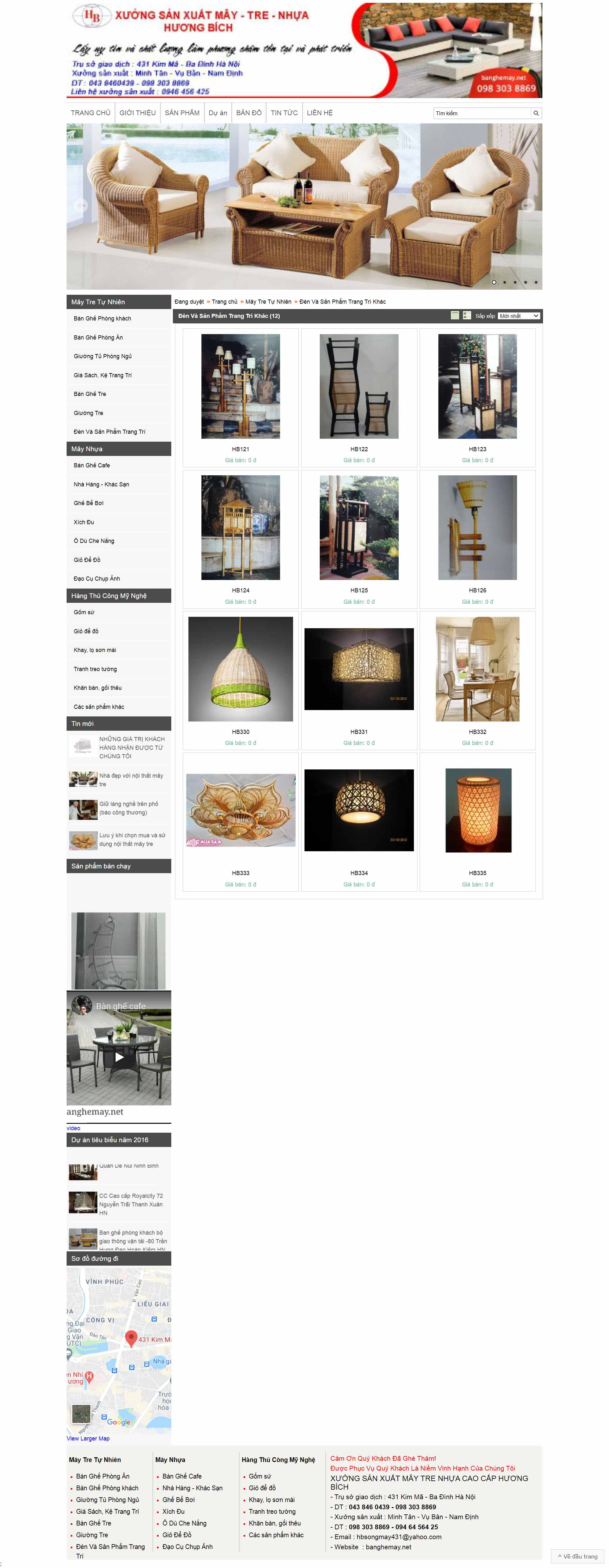 Thiết kế Website web mây tre đan - banghemaynet