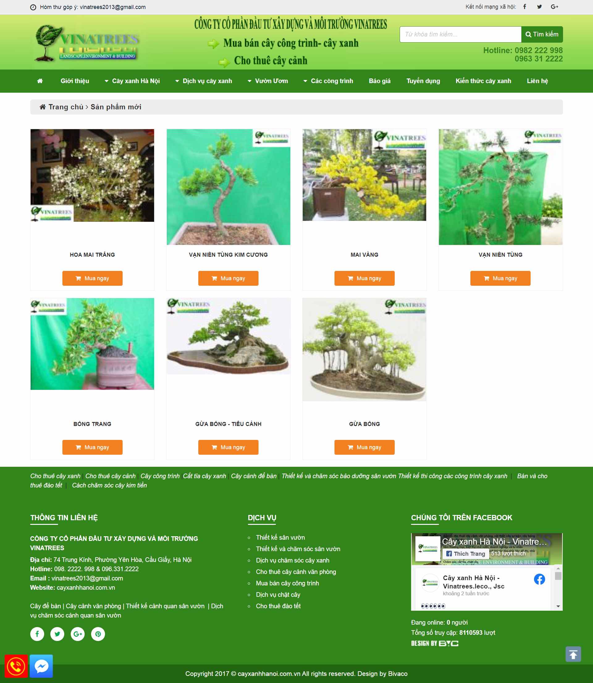 Thiết kế Website web mua bán cây cảnh - cayxanhhanoicomvn