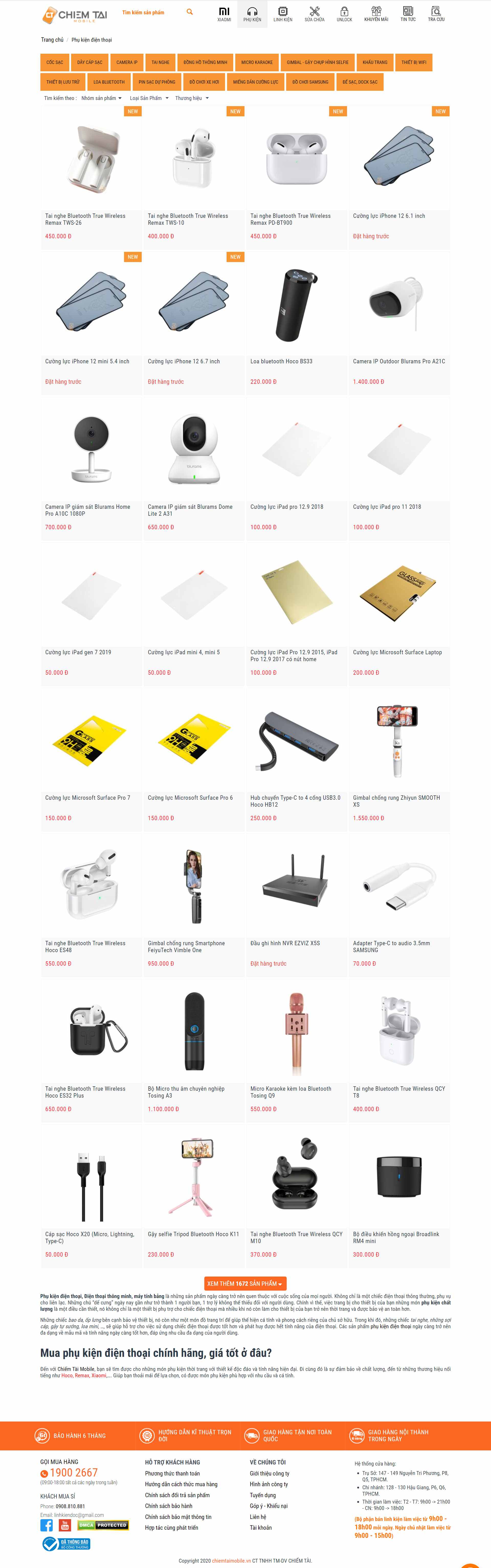 Thiết kế Website web phụ kiện điện thoại - chiemtaimobilevn