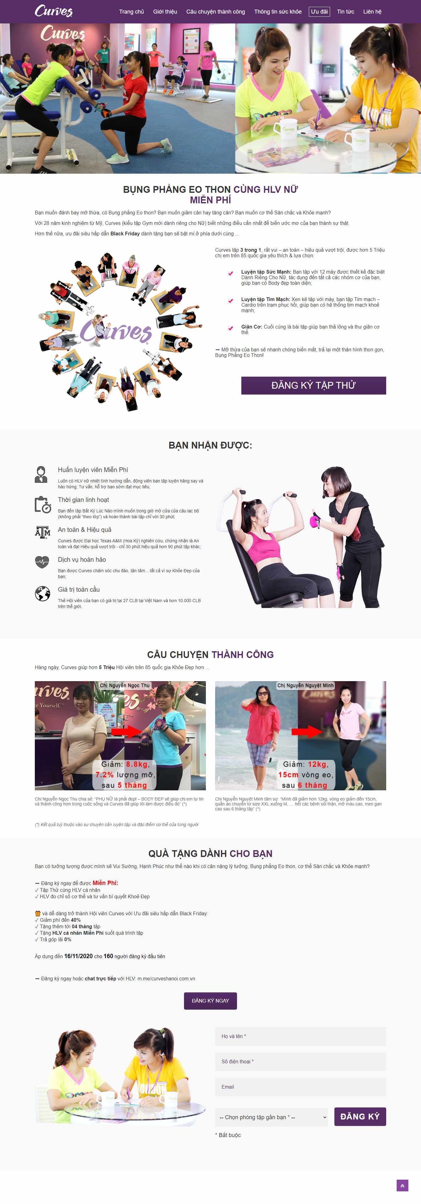 [7gym] Thiết kế Website Web phòng gym - curveshanoicomvn